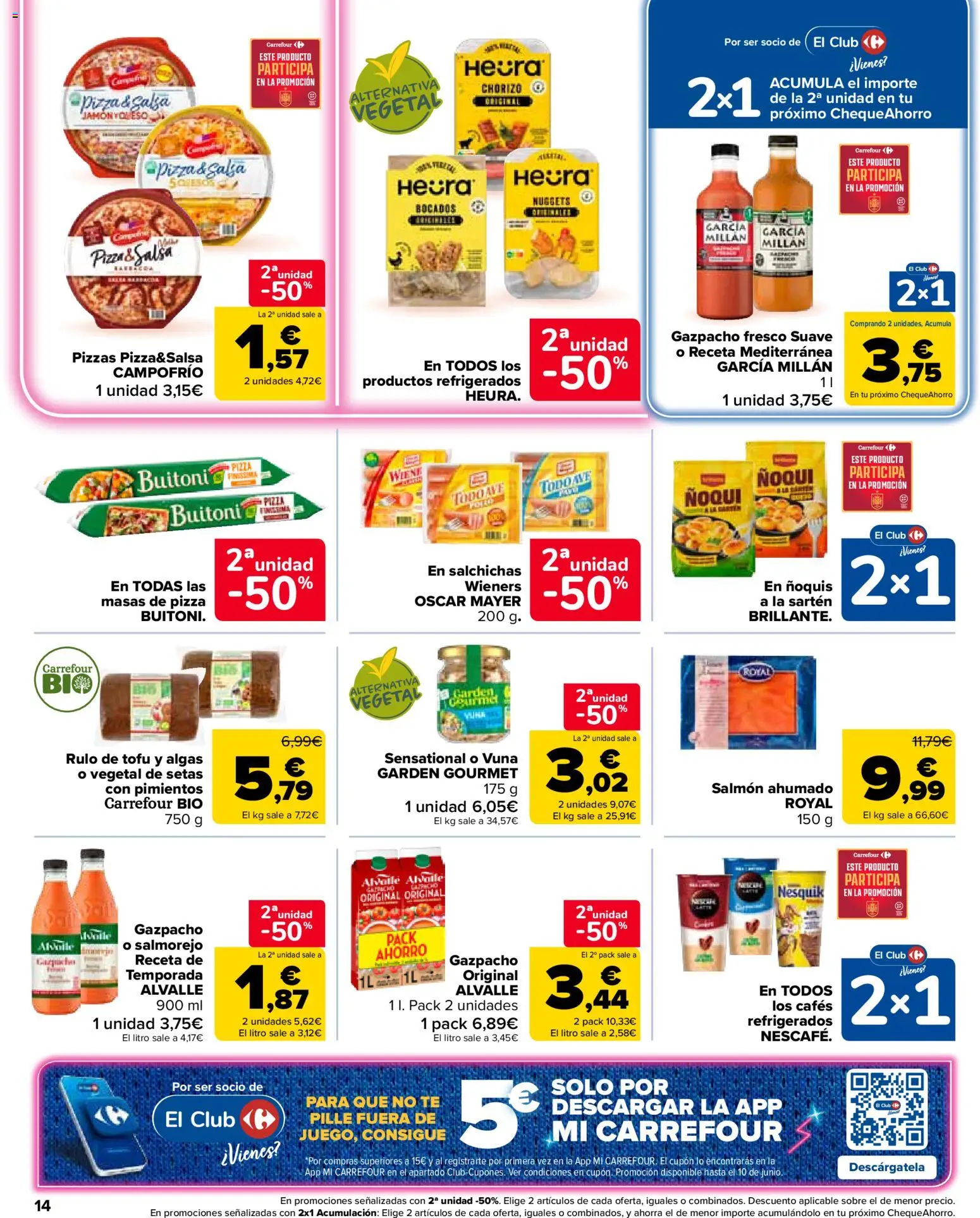 Carrefour Market folleto │ válido desde el 26.05.2026 | Página: 14 | Productos: Pizza, Té, Gazpacho, Salmón ahumado