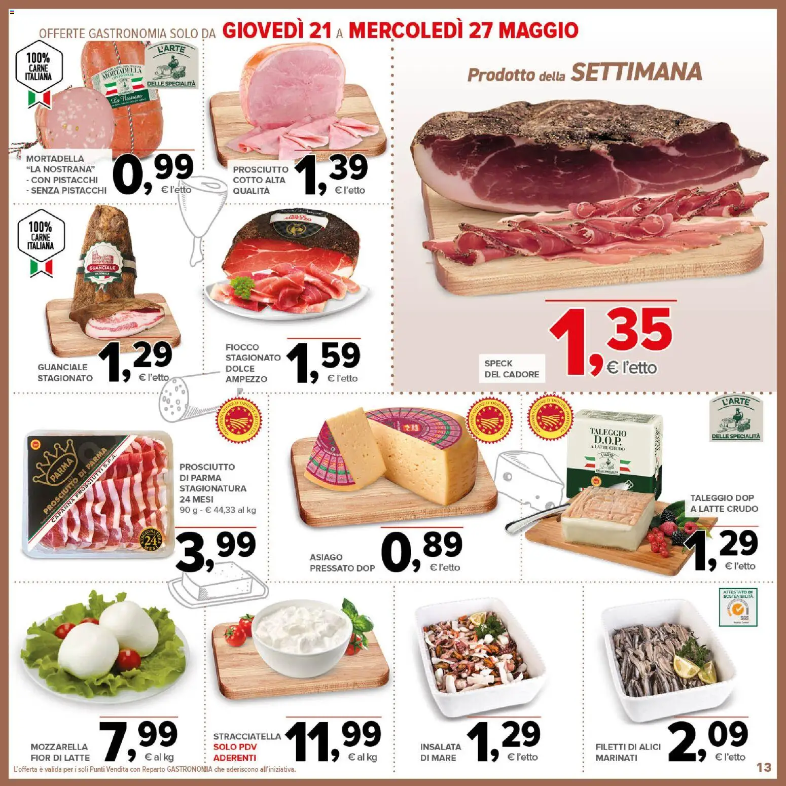 Volantino Todis del 14.05.2026 | Pagina: 13 | Prodotti: Speck, Mozzarella, Mortadella, Stracciatella