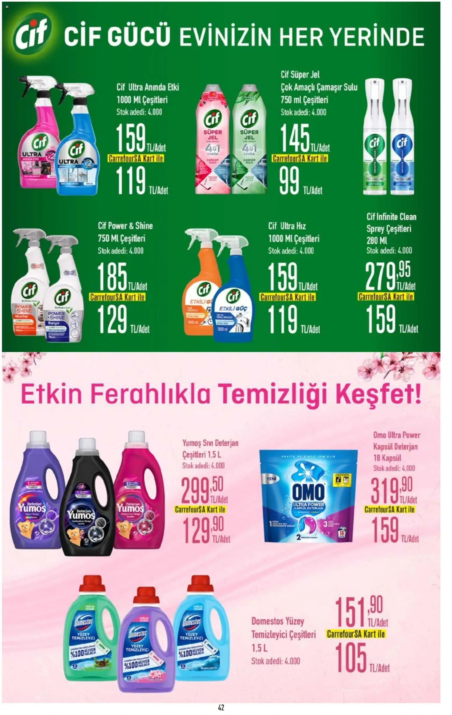 CarrefourSA Katalog - 06 Ağustos 2026 tarihinden itibaren geçerlidir | Sayfa: 42 | Ürünler: Banyo, Deterjan, Yüzey temizleyici