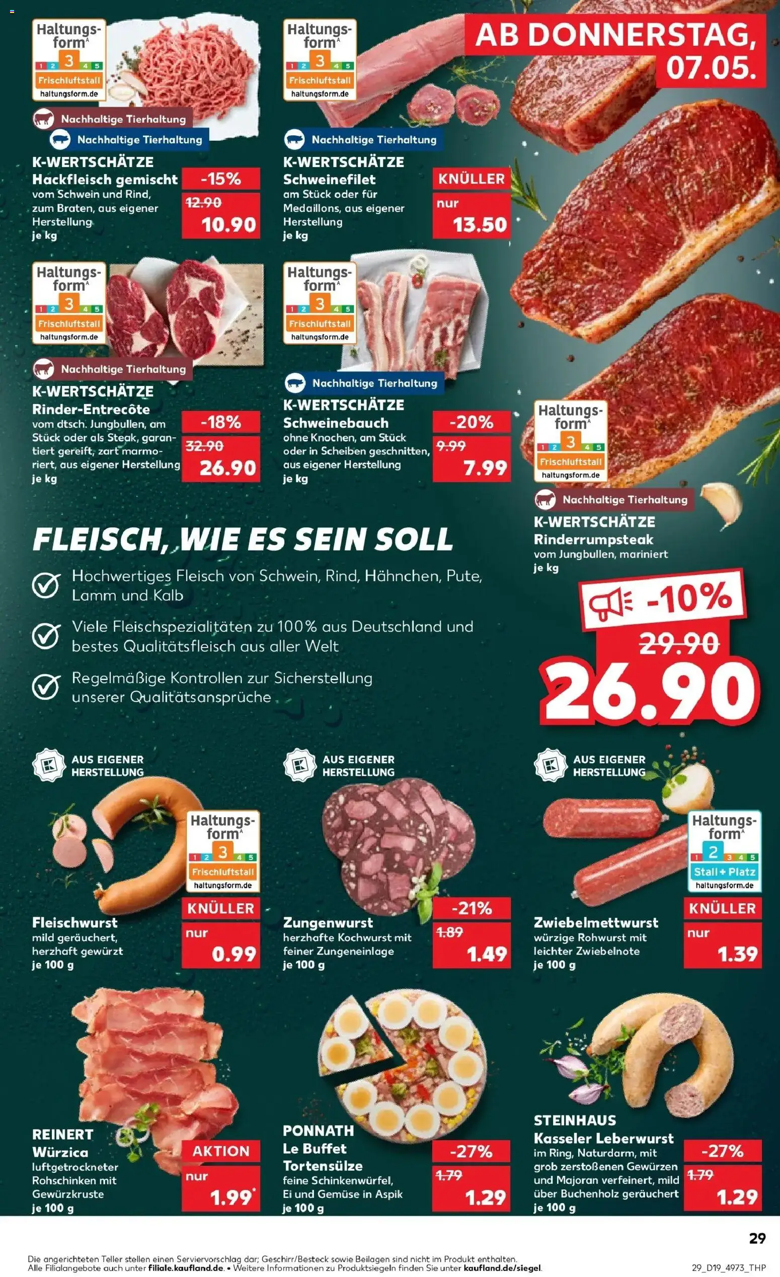 Kaufland Prospekt Henstedt-Ulzburg	 – gültig ab 07.05.2026 | Seite: 29 | Produkte: Schweinebauch, Entrecote, Gemüse, Hackfleisch