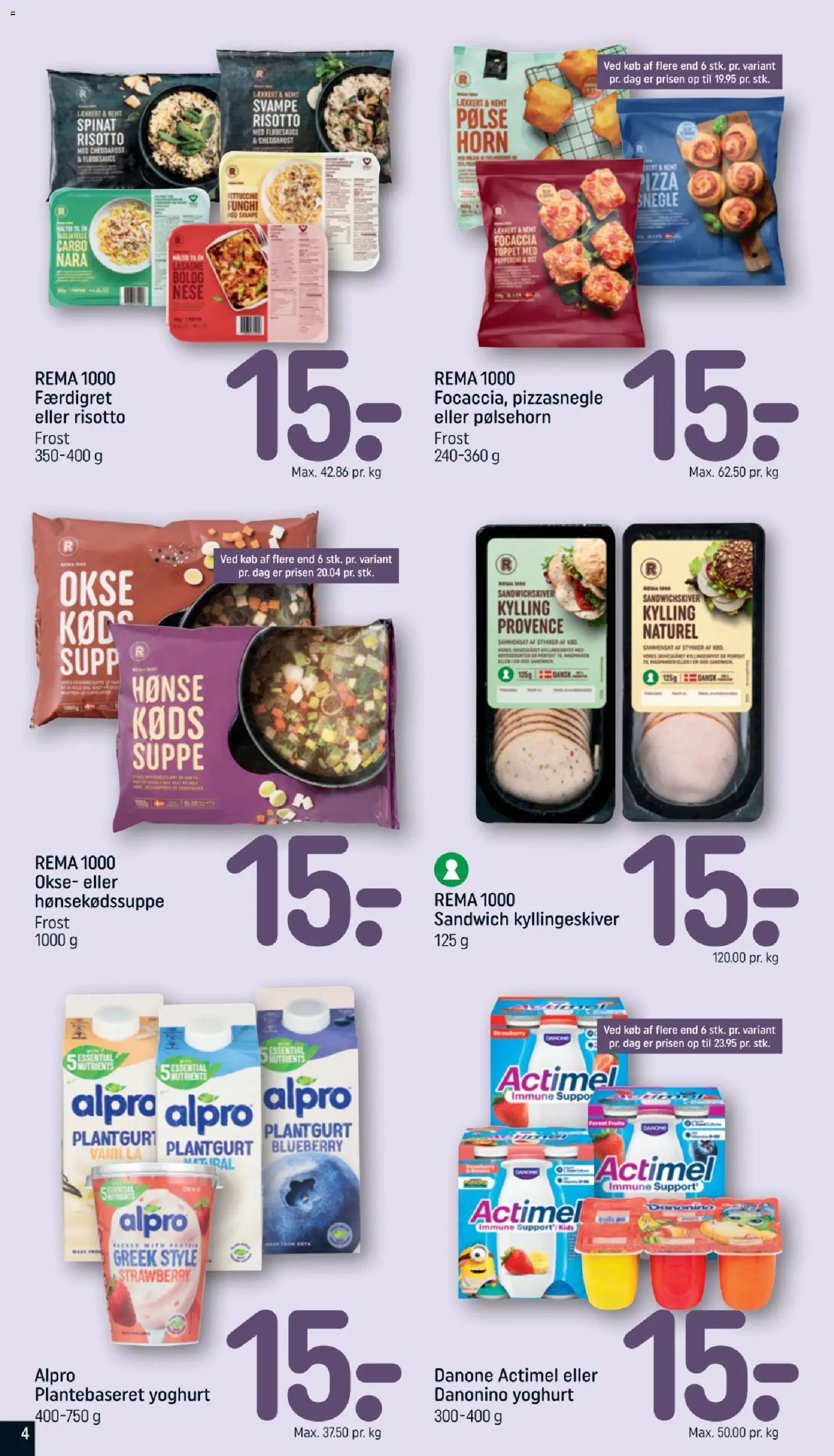 Rema 1000 tilbudsavis – gyldig fra 18/10/2026 | Side: 4 | Produkter: Suppe, Lasagne, Spinat, Focaccia