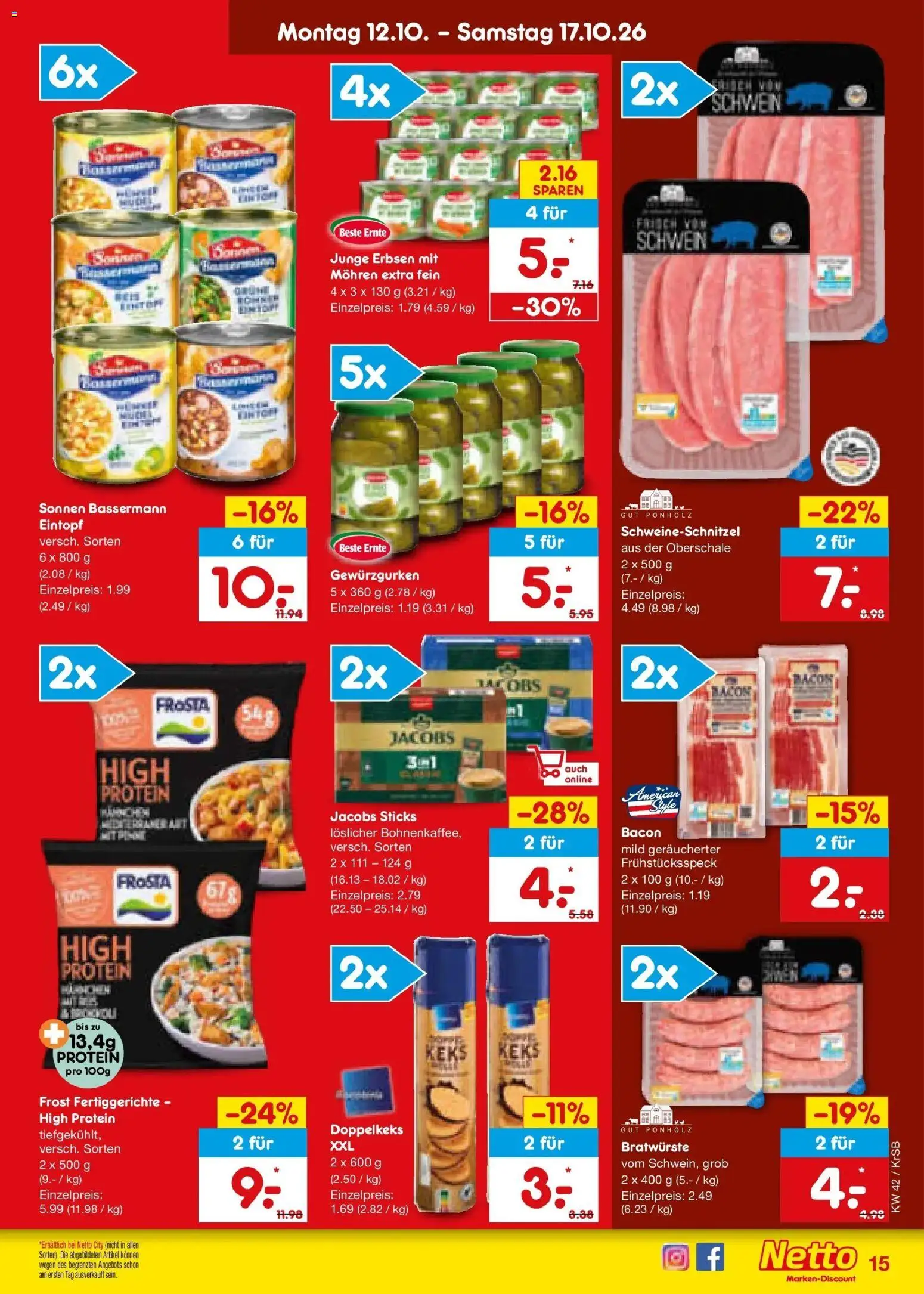 Netto Marken-Discount Prospekt Baesweiler (ab 12.10.2026) » Angebote | Seite: 17 | Produkte: Frosta, Mohren, Fertiggerichte, Erbsen