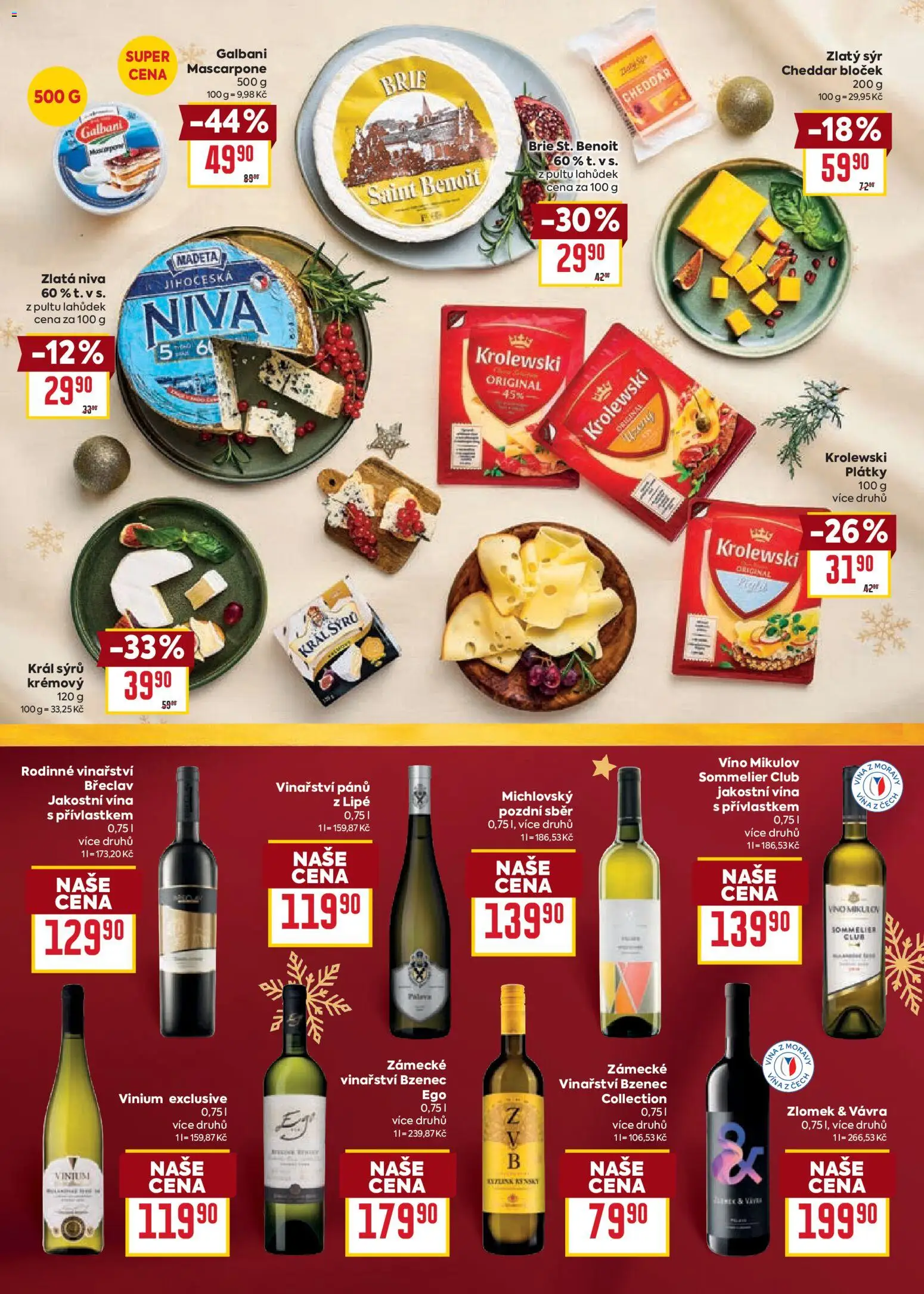 Billa leták - Vánoce od 21.10.2026 | Strana: 3 | Produkty: Víno, Brie, Mascarpone, Cheddar