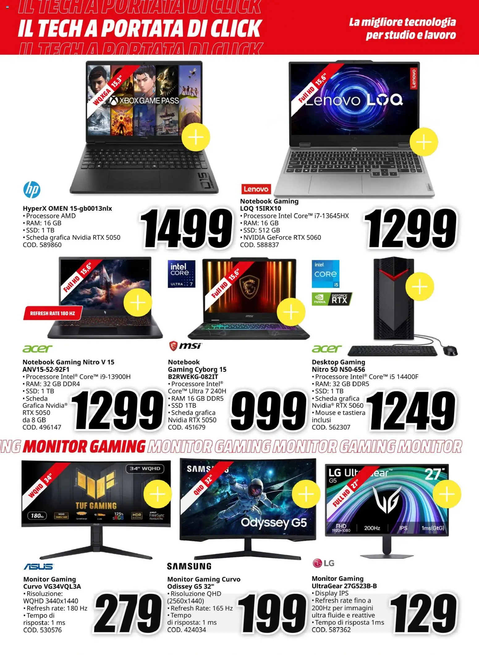 Volantino Media World del 16/07/2026 | Pagina: 8 | Prodotti: Monitor, Mouse, Xbox, Samsung