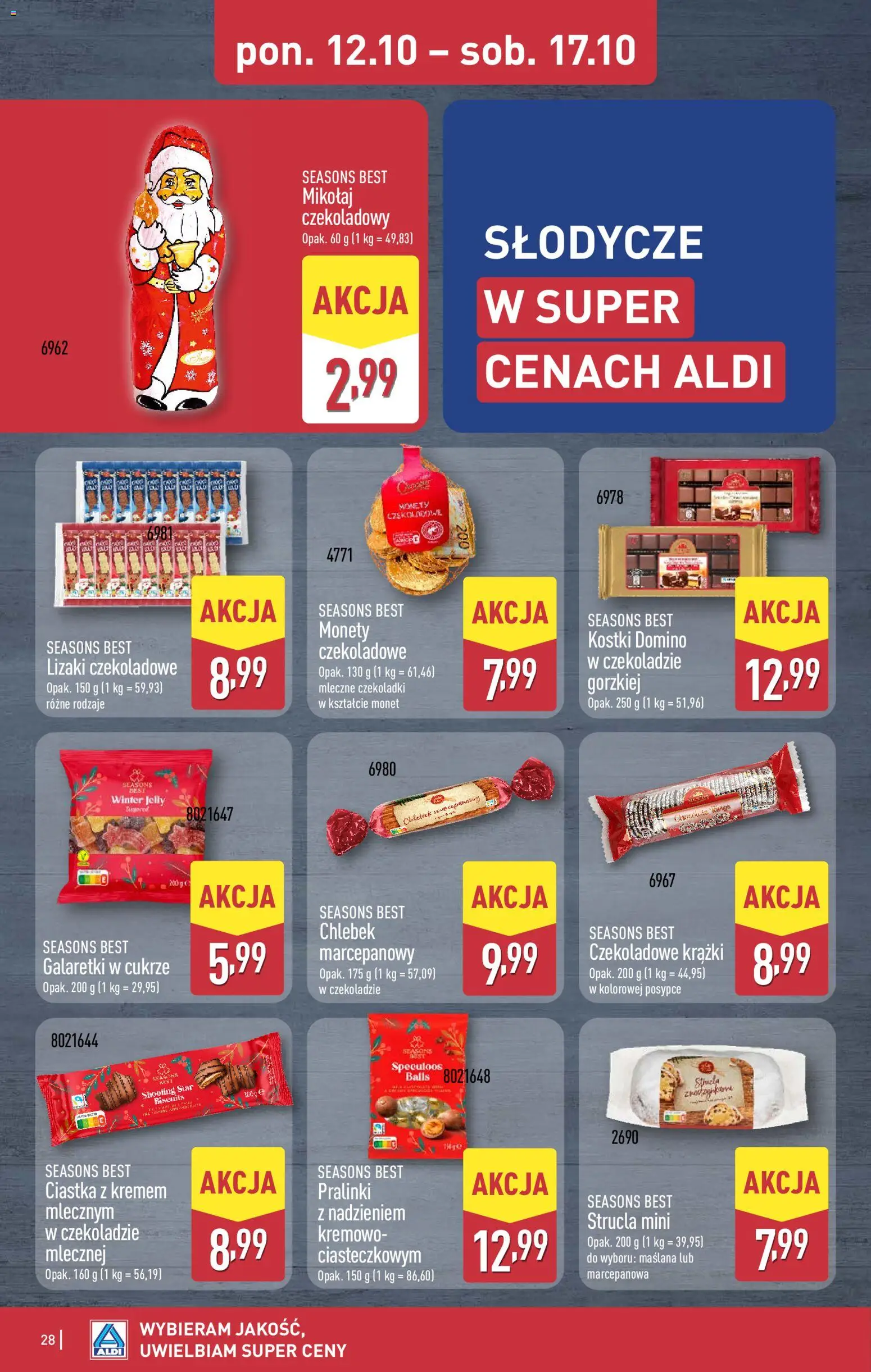 Aldi gazetka od 12.10.2026 | Strona: 28 | Produkty: Ciastka z kremem, Galaretki, Czekoladki, Ciastka