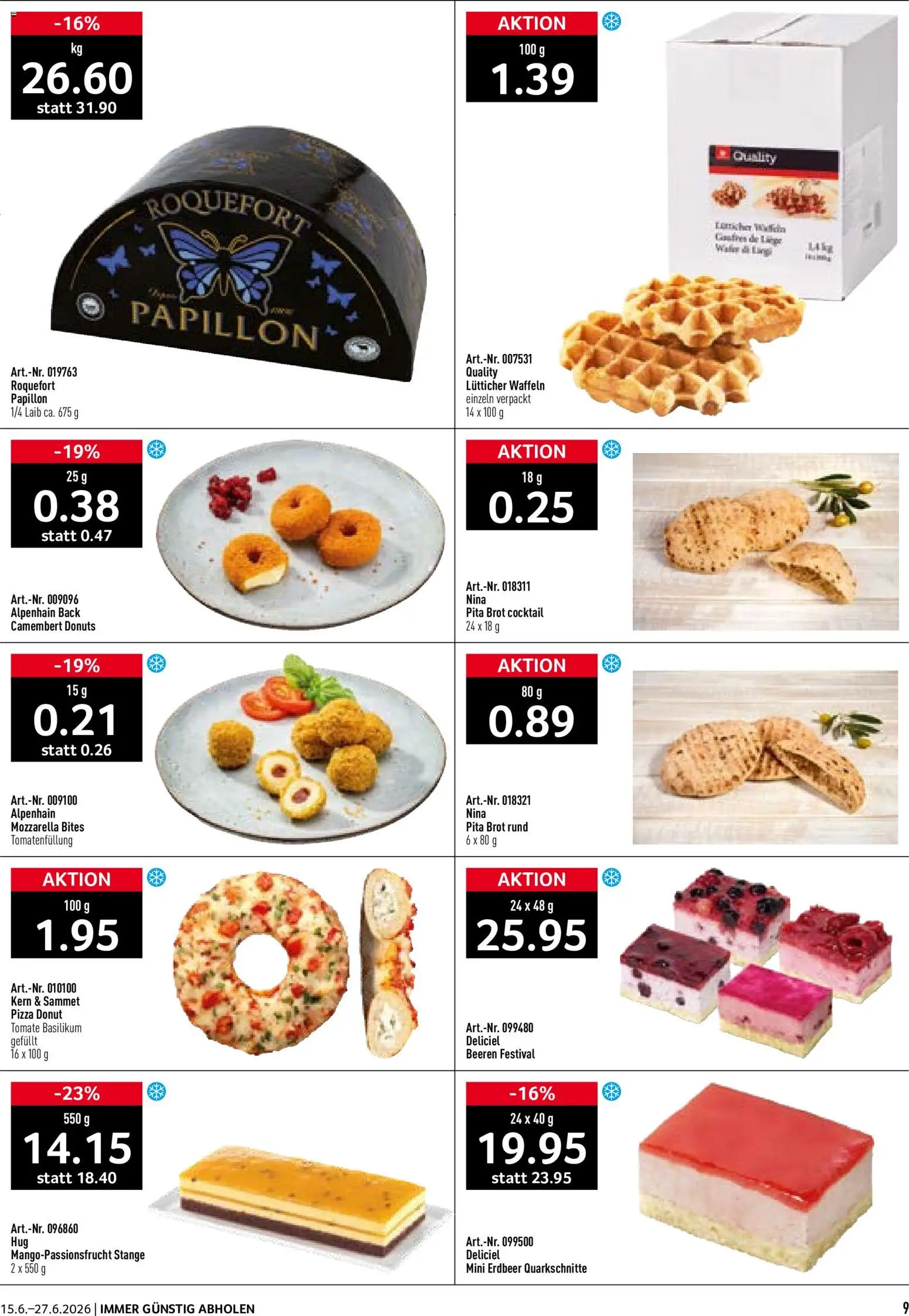 Prodega aktionen Summertime – gültig ab 15.06.2026 | Seite: 9 | Produkte: Waffeln, Donuts, Brot, Pizza