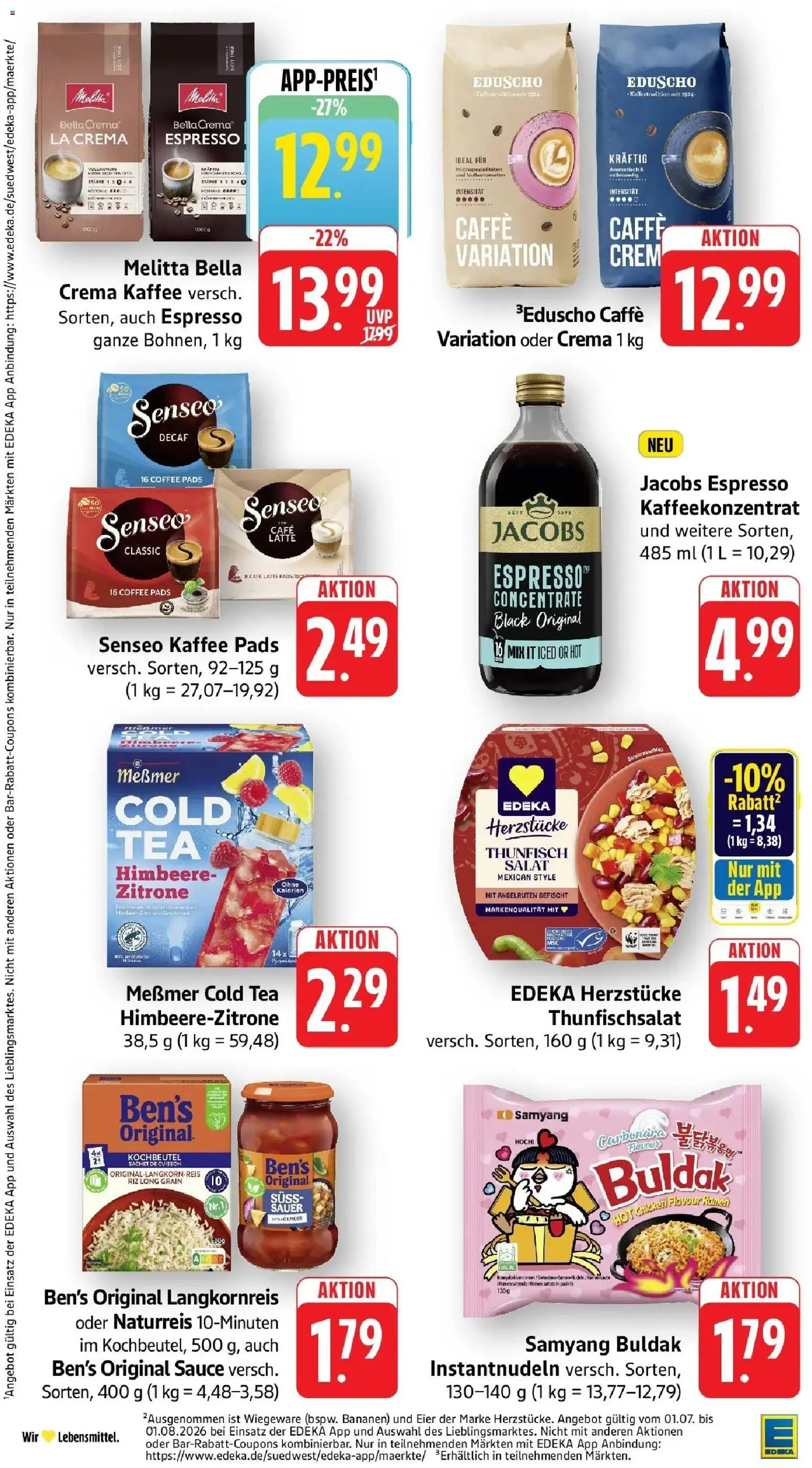Edeka Prospekt Freiburg – gültig ab 27.07.2026 | Seite: 25 | Produkte: Senseo, Thunfisch, Bananen, Eduscho