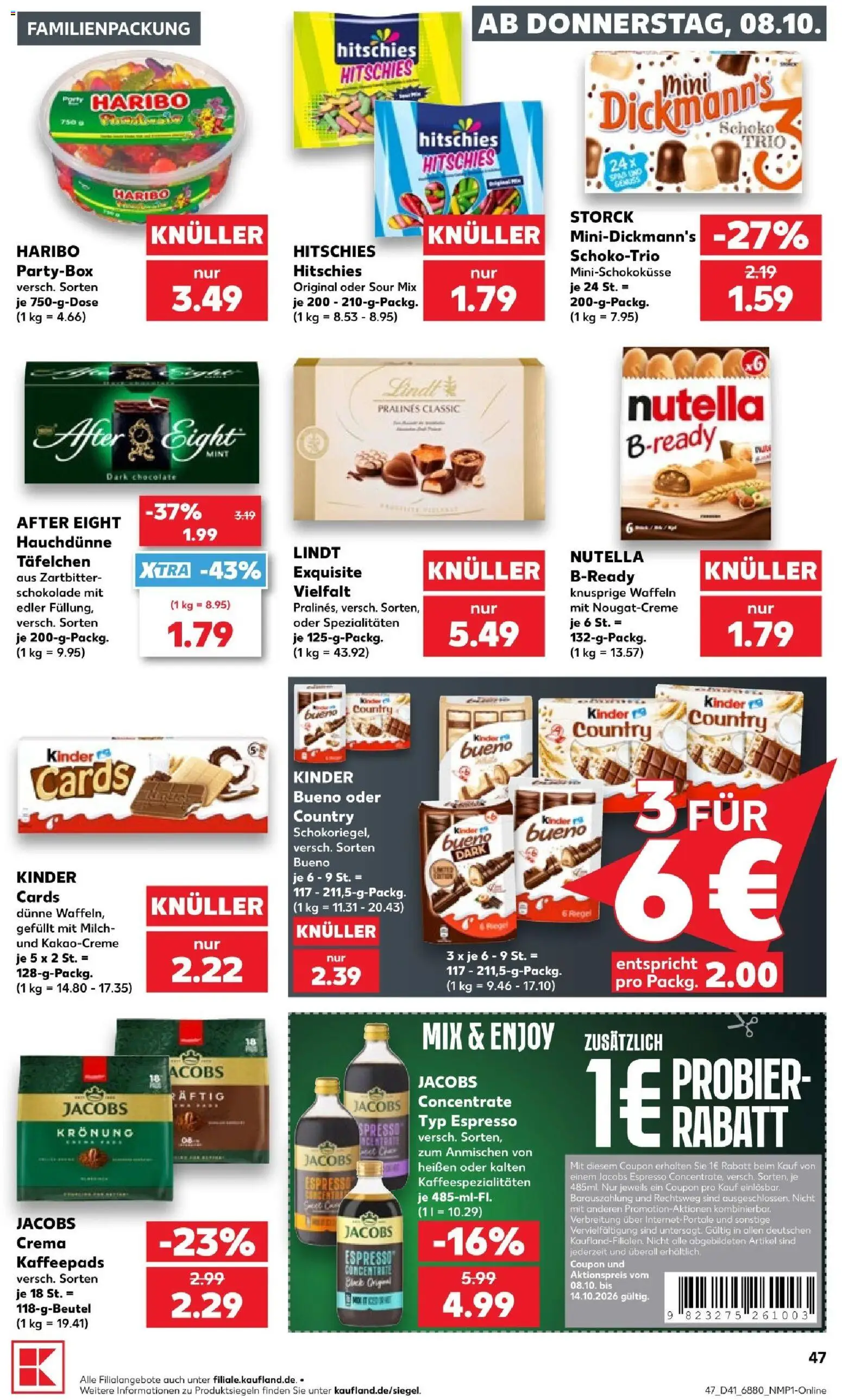 Kaufland Prospekt Völklingen – gültig ab 08.10.2026 | Seite: 49 | Produkte: Kaffeepads, Schokolade, Spezialitäten, Nutella