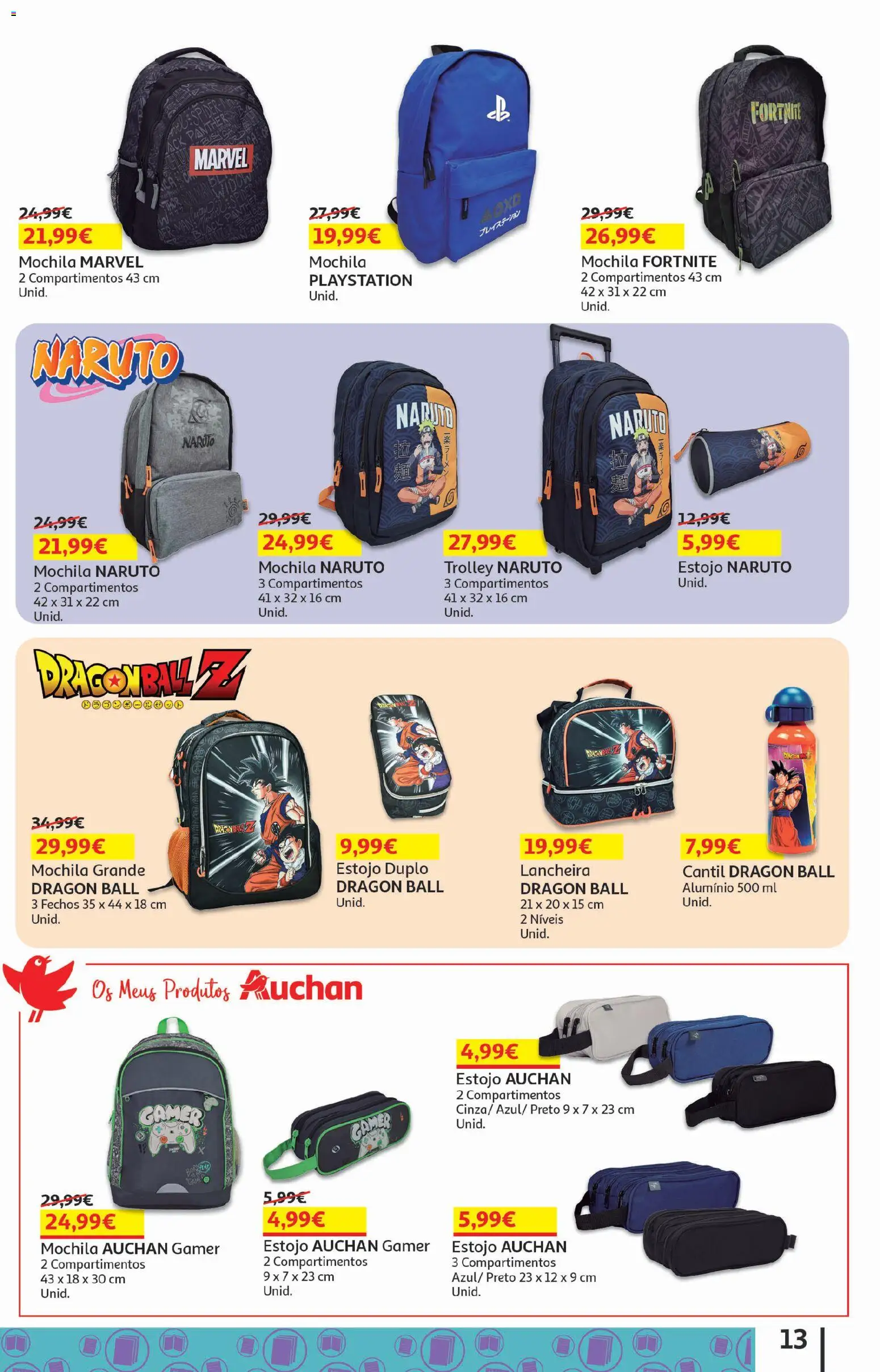 Auchan - Folheto Escolar │ válido de 05/08/2026 | Página: 13 | Produtos: Mochila, Playstation, Cantil