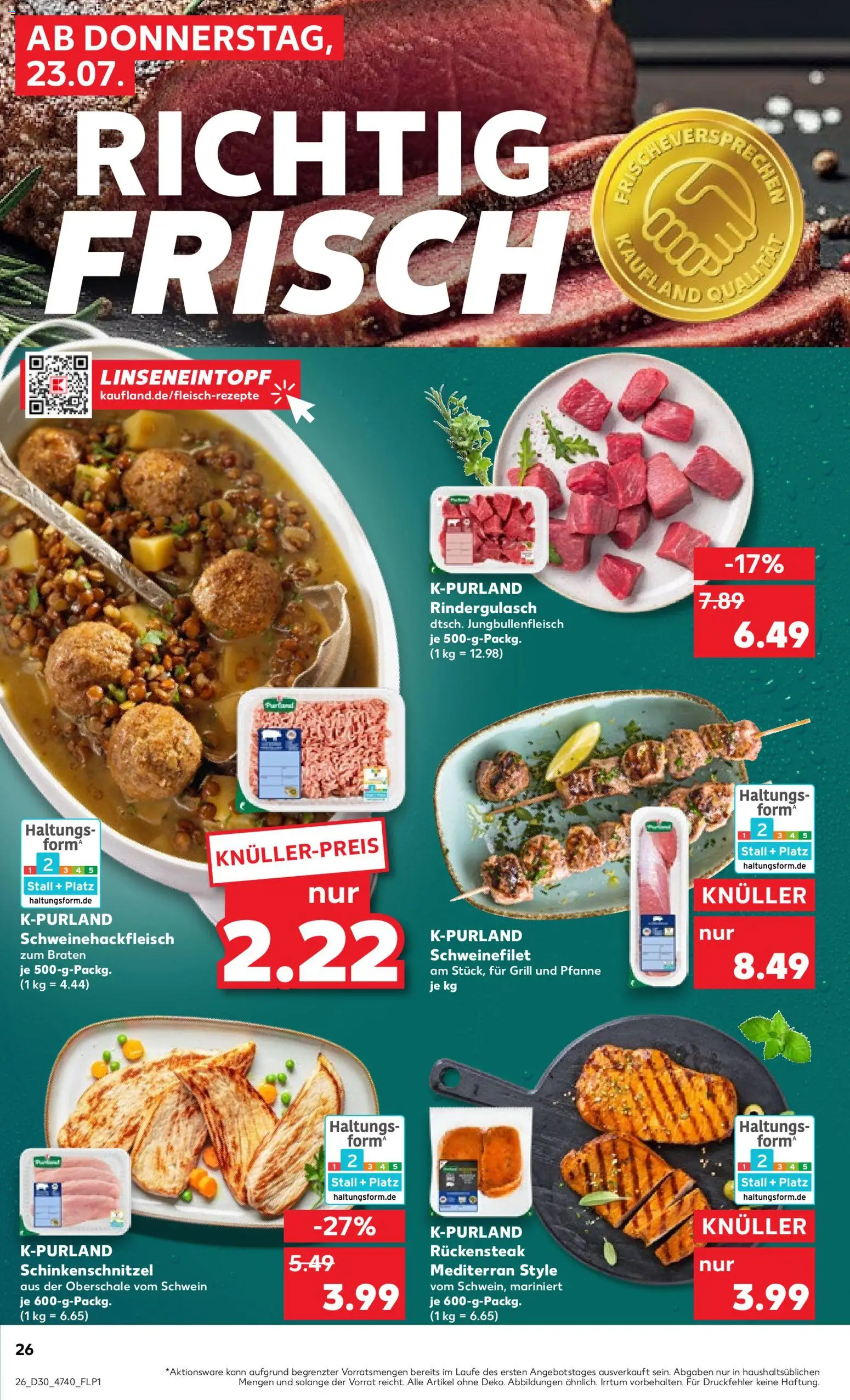 Kaufland Prospekt Hannover – gültig ab 23.07.2026 | Seite: 26 | Produkte: Grill, Rindergulasch, Schweinefilet