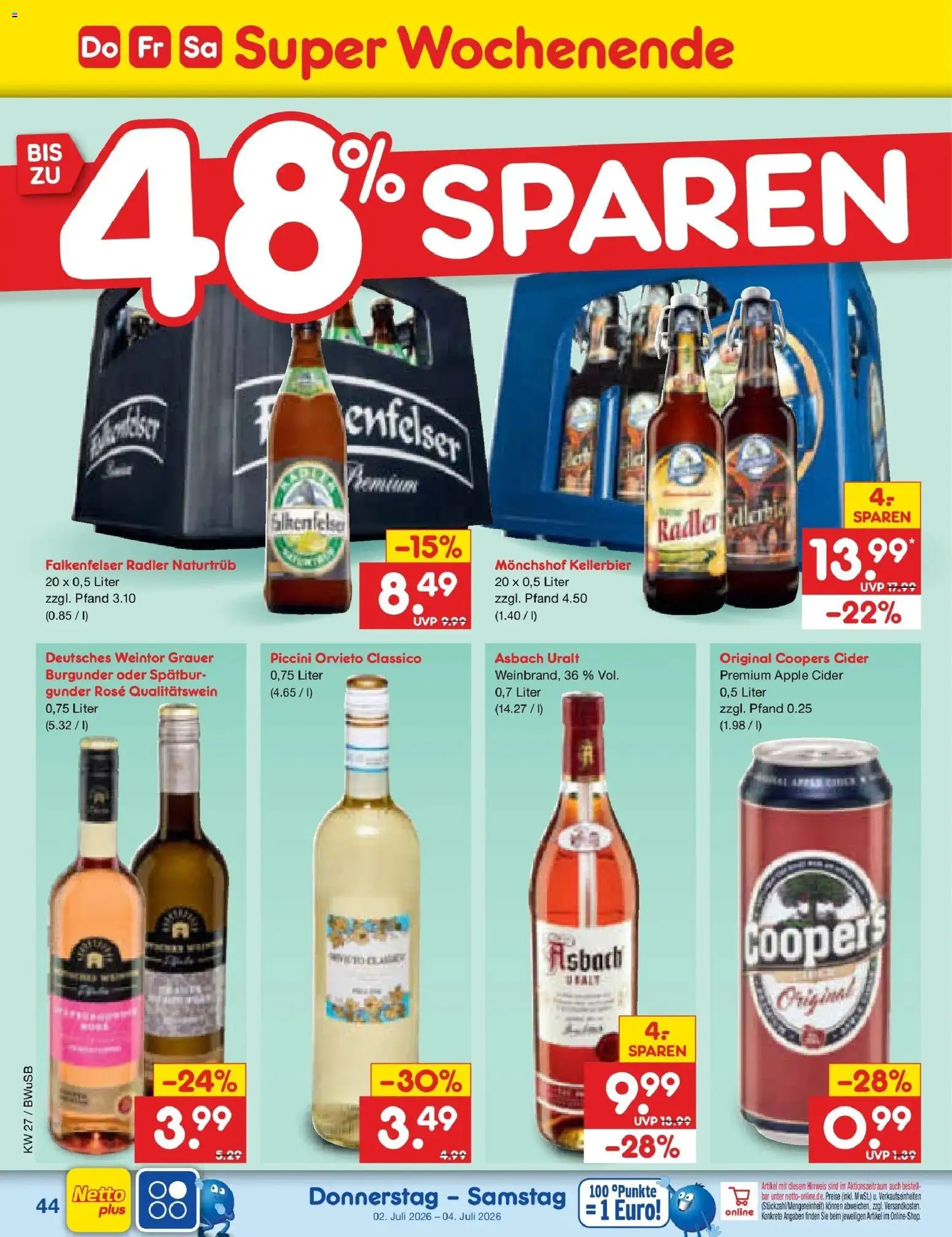 Netto Marken-Discount Prospekt Stemwede-Dielingen – gültig ab 29.06.2026 | Seite: 64 | Produkte: Monchshof, Apple, Radler, Asbach