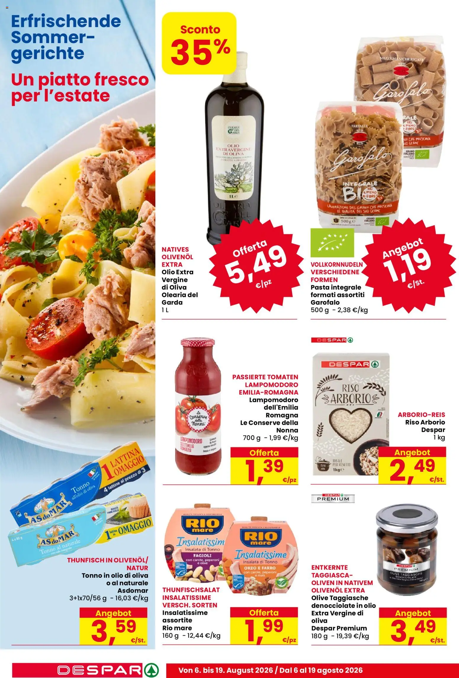 Volantino Eurospar del 06/08/2026 | Pagina: 12 | Prodotti: Riso, Tonno, Piatto, Farro