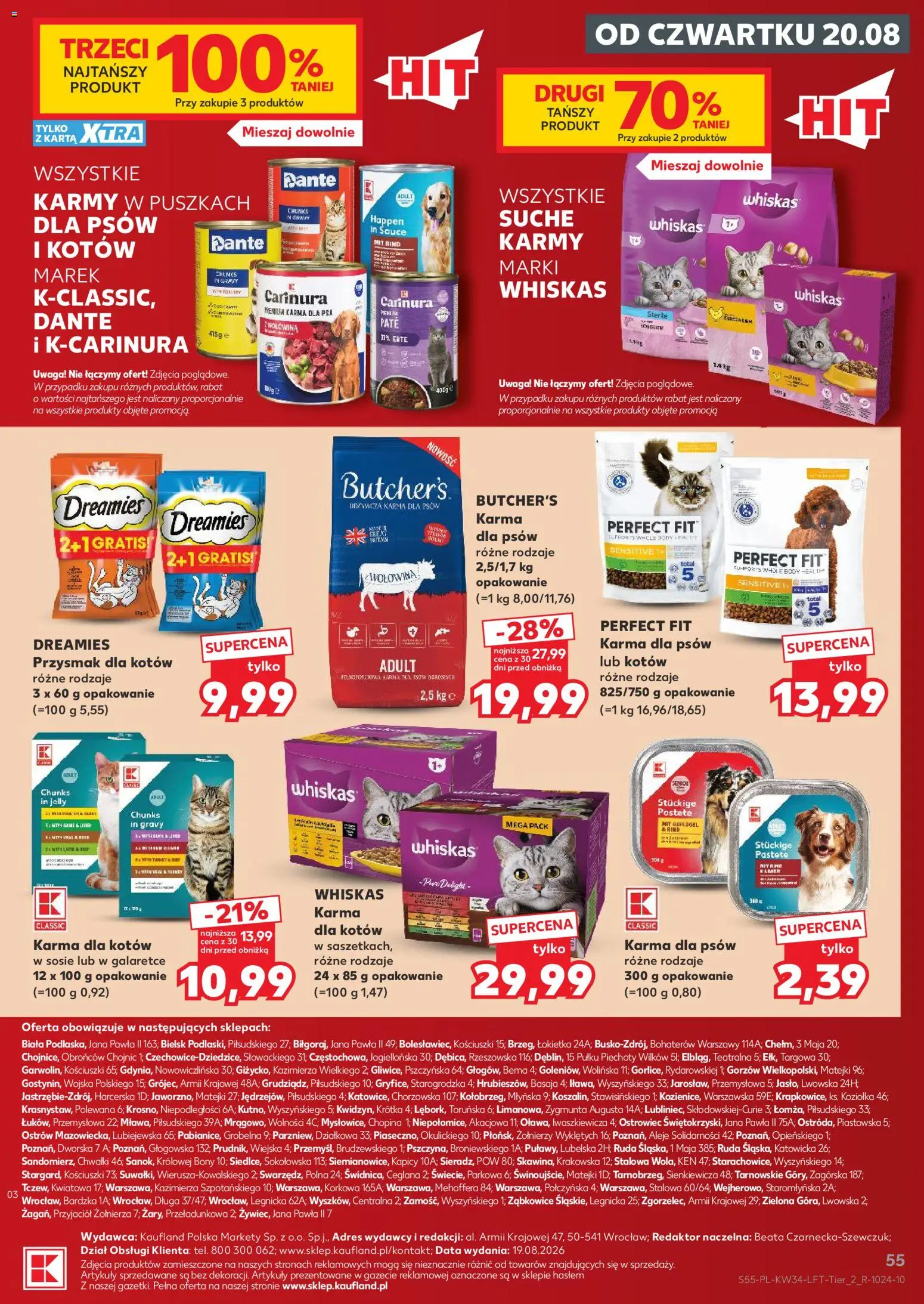 Kaufland Polsko leták - Mocny start od 20.08.2026 | Strana: 55 | Produkty: Whiskas, Body
