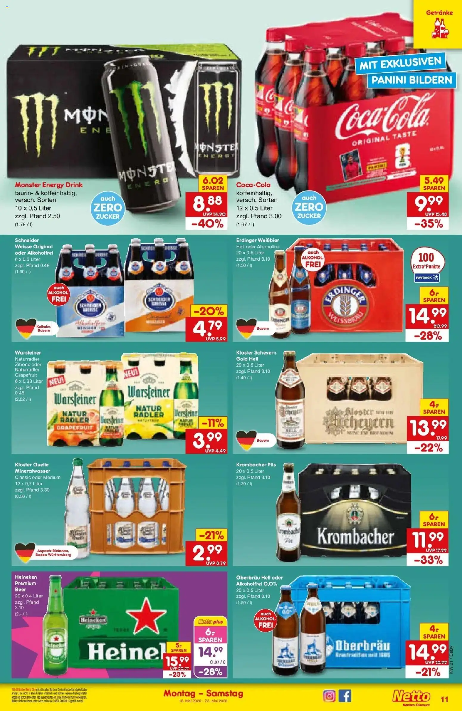 Netto Marken-Discount Prospekt Buttenwiesen	 – gültig ab 17.05.2026 | Seite: 11 | Produkte: Energy, Pils, Heineken, Radler