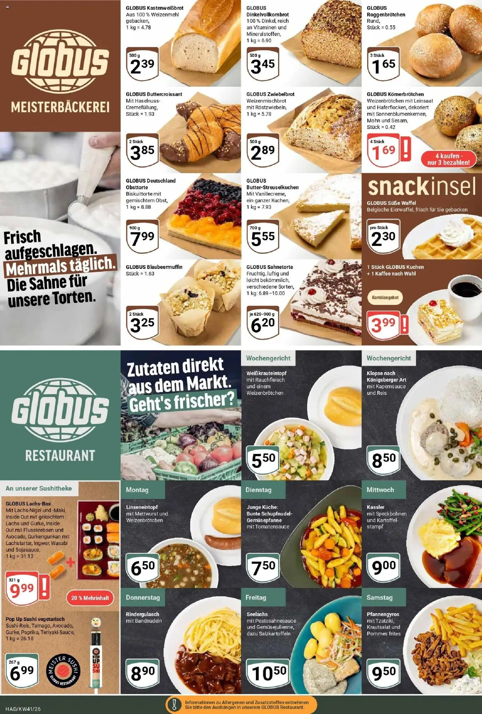 Globus Prospekt Halle (saale) (ab 05.10.2026) » Angebote online | Seite: 9 | Produkte: Kaffee, Pommes, Weizenmehl, Kuchen