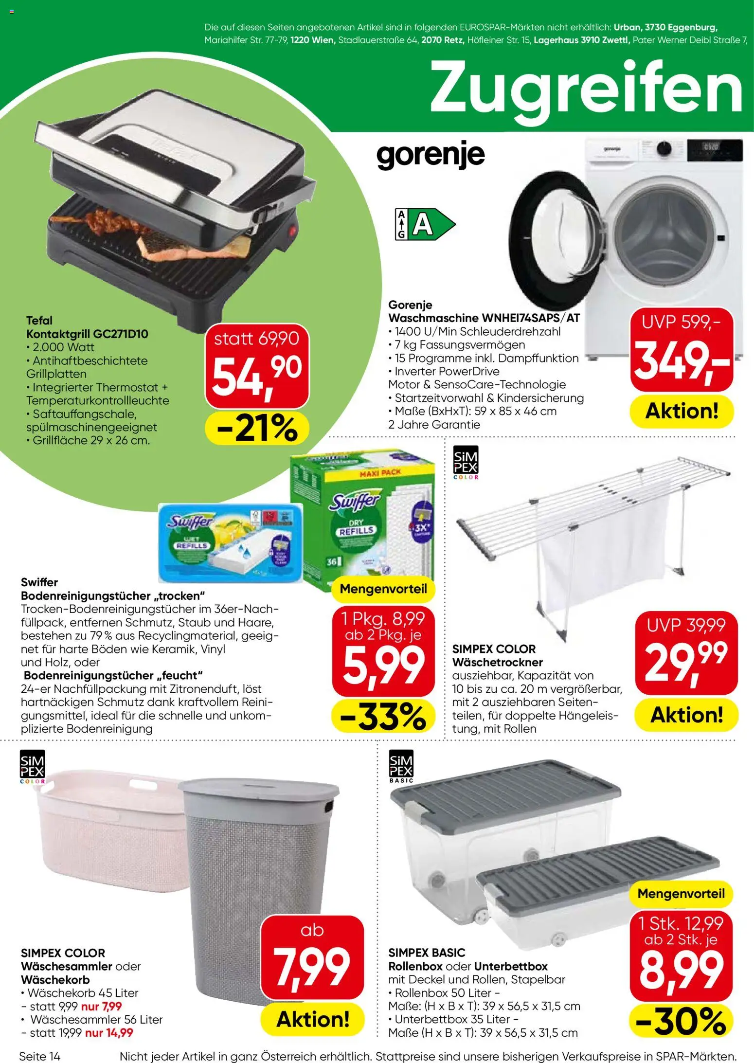 Eurospar Flugblatt gültig ab 18.06.2026 | Seite: 14 | Produkte: Waschmaschine