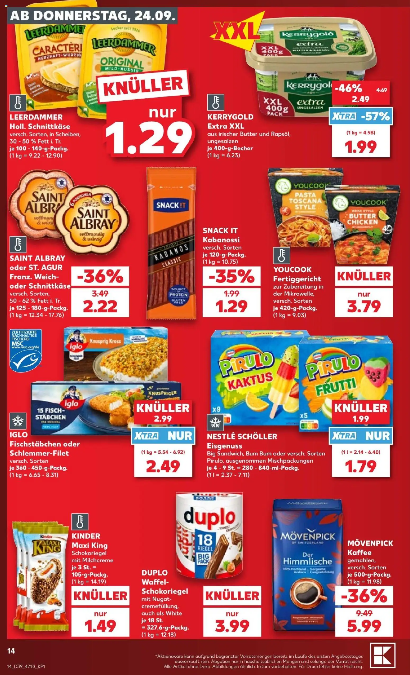 Kaufland Prospekt Hannover – gültig ab 24.09.2026 | Seite: 14 | Produkte: Youcook, Butter, Leerdammer, Fischstabchen