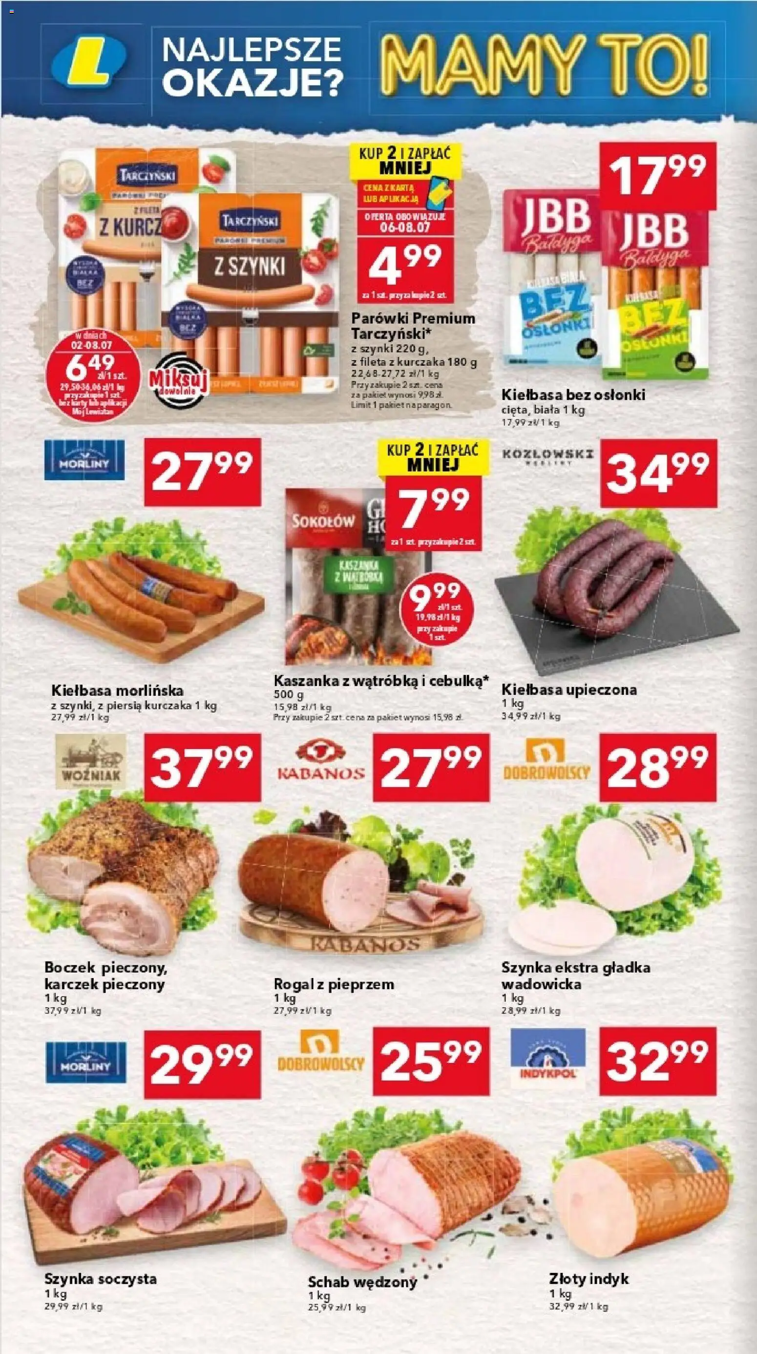 Lewiatan gazetka - Warszawa od 02.07.2026 | Strona: 2 | Produkty: Kiełbasa, Schab, Parówki, Szynka