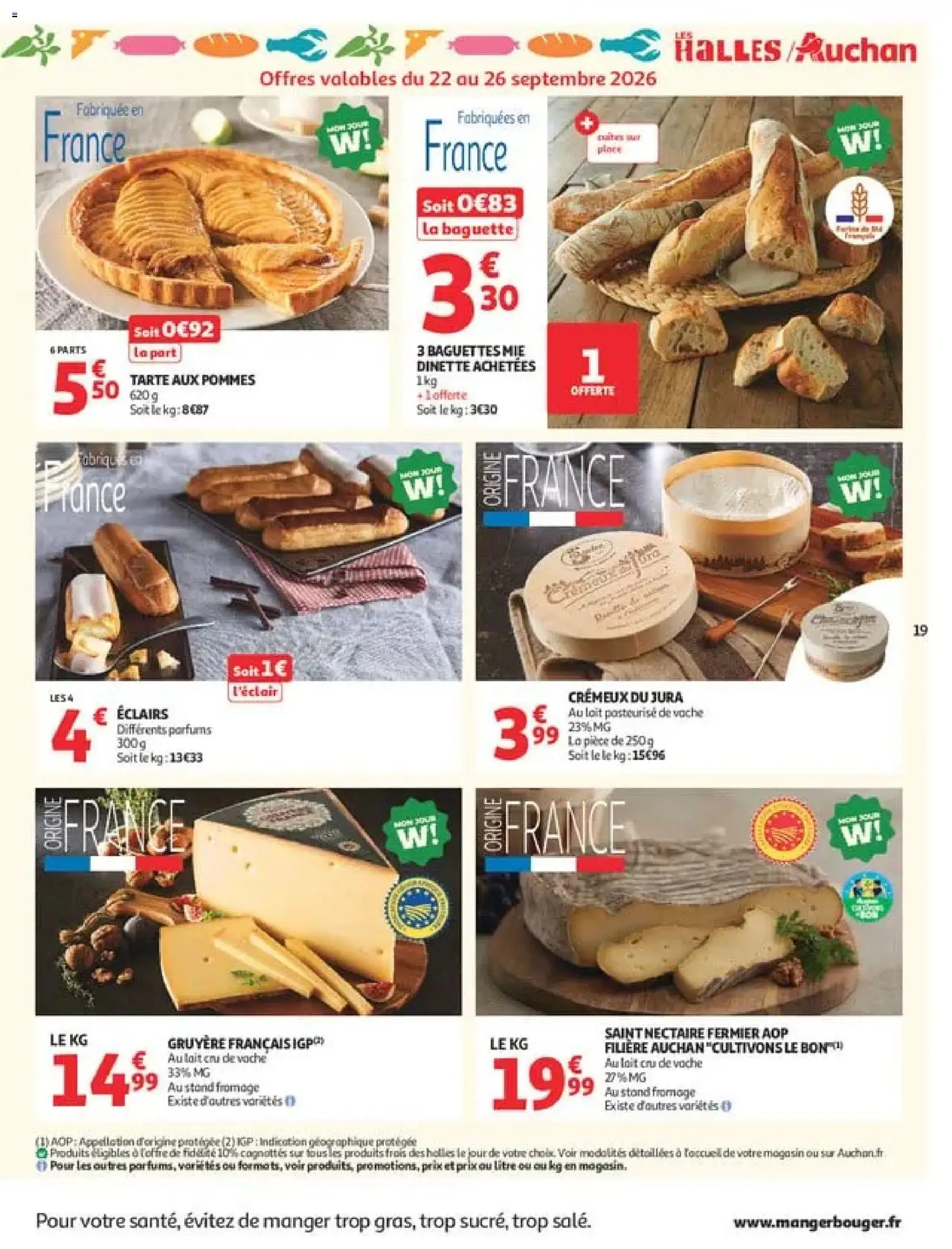 {H1} | Page: 19 | Produits: Baguette, Gruyère, Lait, Pommes