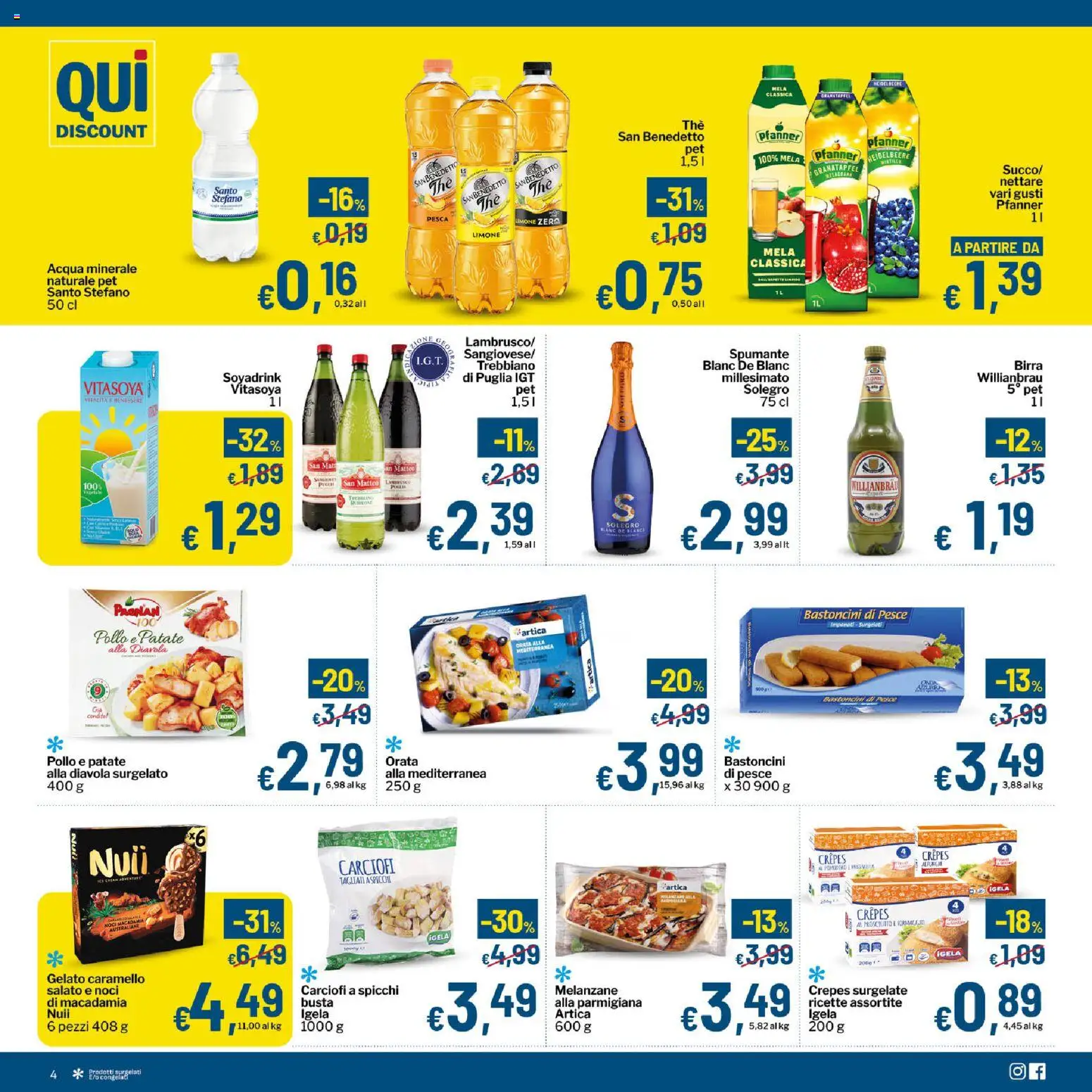 Volantino Qui Discount del 22/09/2026 | Pagina: 4 | Prodotti: Pesce, Gelato, Noci, Spumante