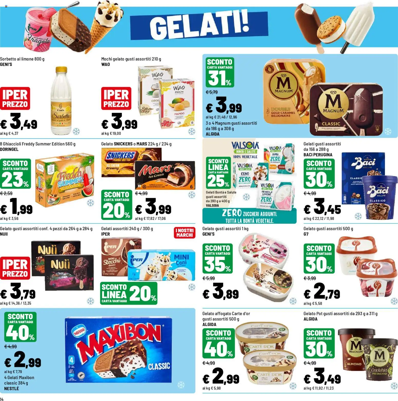 Volantino Iper del 30/07/2026 | Pagina: 14 | Prodotti: Ghiaccioli, Sorbetto, Limone, Mango
