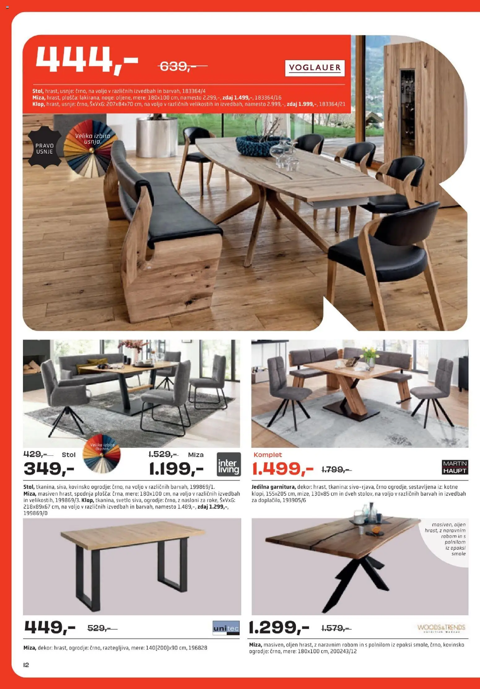 Novi Rutar katalog ponudbe – veljaven od 29.09.2026 | Stran: 12 | Izdelki: Miza
