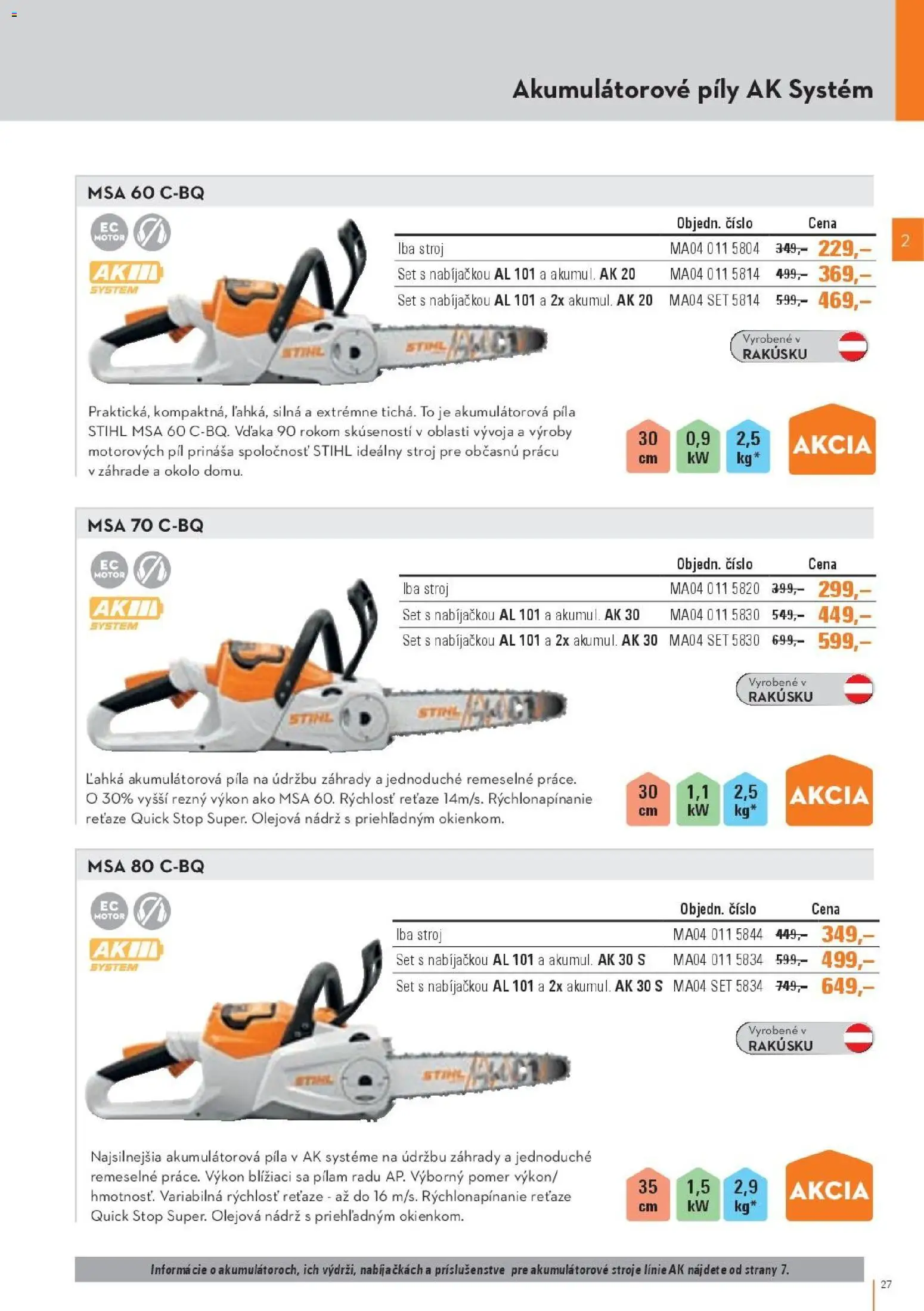 Nové STIHL akcie – leták je platný od 19.08.2026 | Strana: 27 | Produkty: Píla
