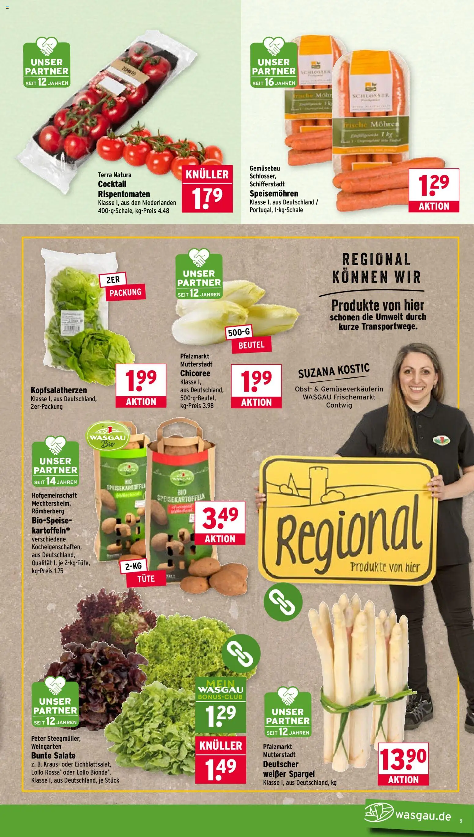 Wasgau Prospekt 	 – gültig ab 04.05.2026 | Seite: 9 | Produkte: Spargel, Mohren, Obst
