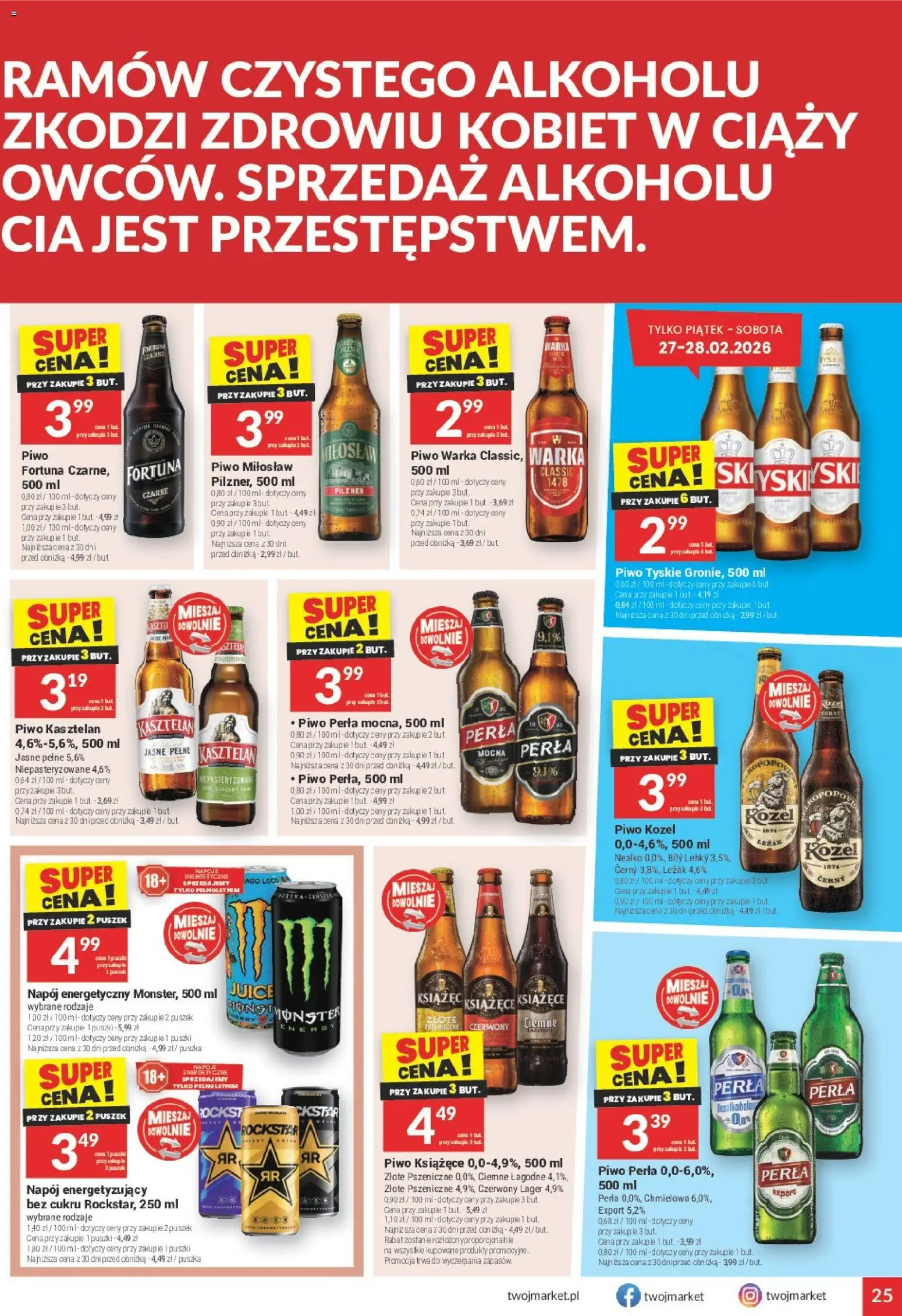 Twój Market Gazetka od 25.02.2026 | Strona: 25 | Produkty: Leżak, Warka, Piwo Warka, Piwo