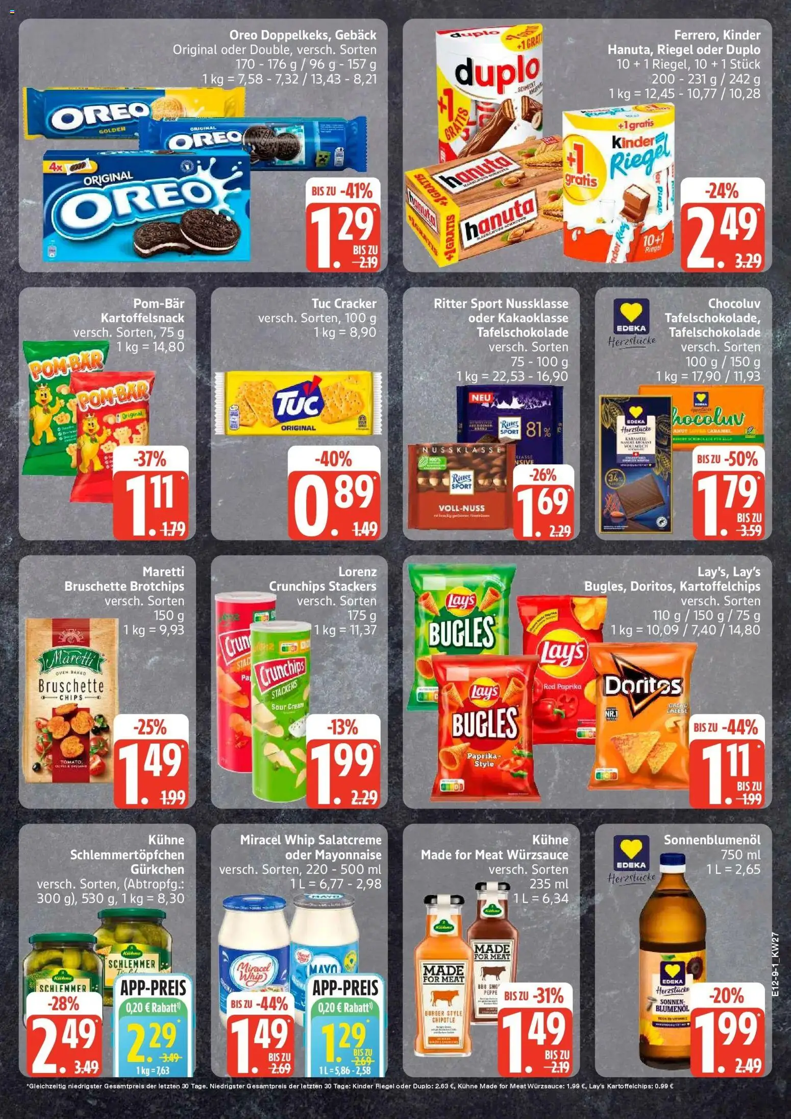 Edeka - EDEKA: Wochenangebote – gültig ab 28.06.2026 | Seite: 9 | Produkte: Miracel whip, Kinder riegel, Paprika, Mayonnaise