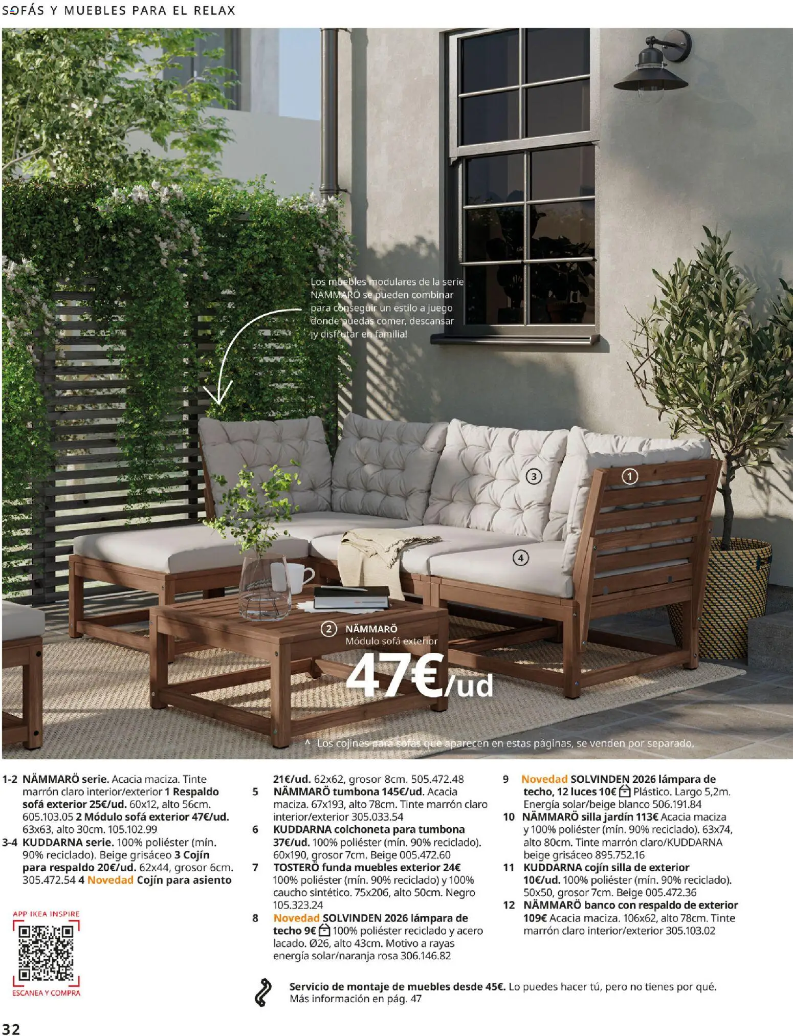Catálogo IKEA Muebles de exterior │ válido desde el 17/12/2025 | Página: 32 | Productos: Sofás, Muebles, Tumbona, Lámpara
