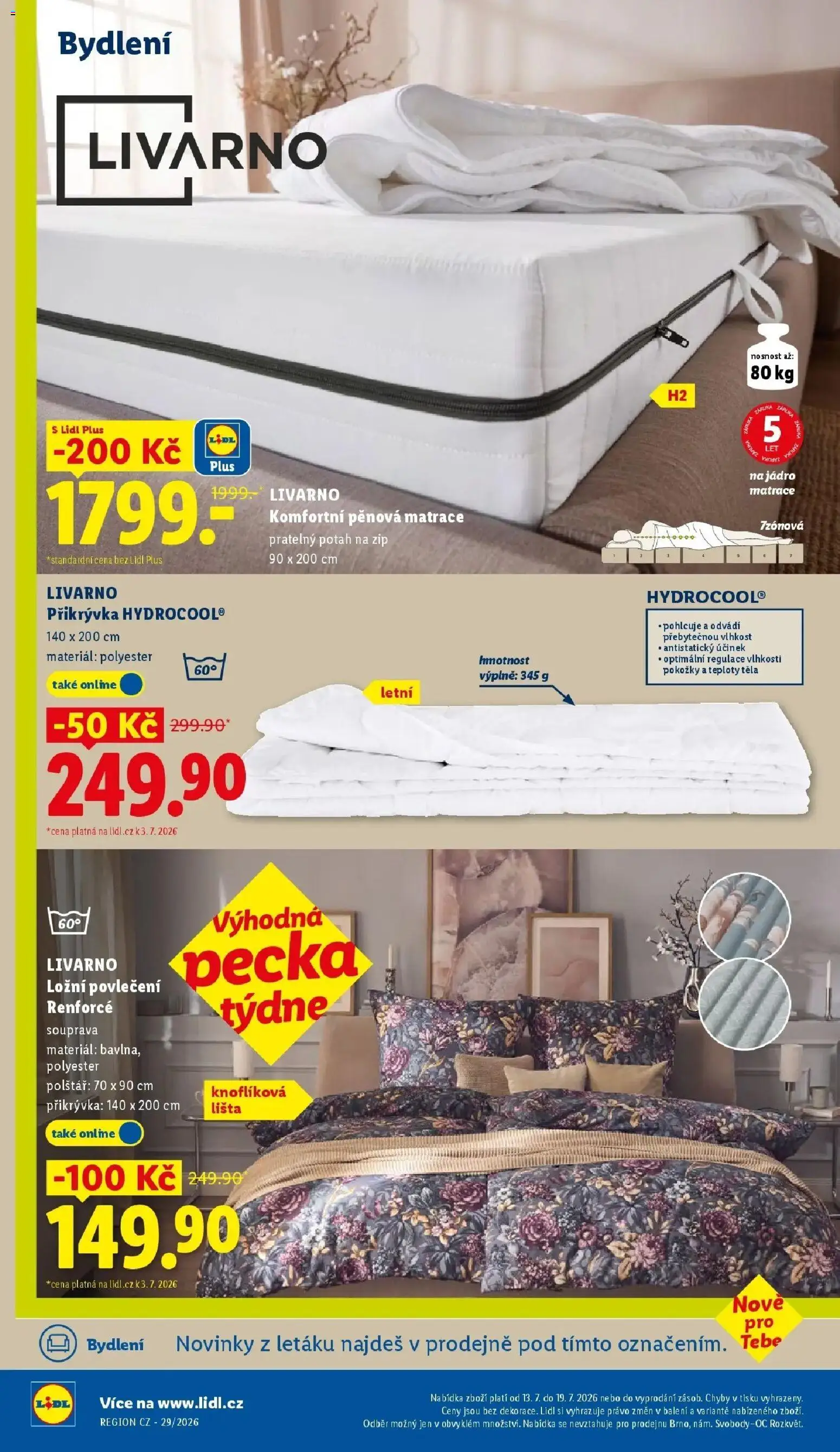 Lidl aktuální leták od 13.07.2026 | Strana: 32 | Produkty: Povlečení, Ložní povlečení, Matrace, Polštář