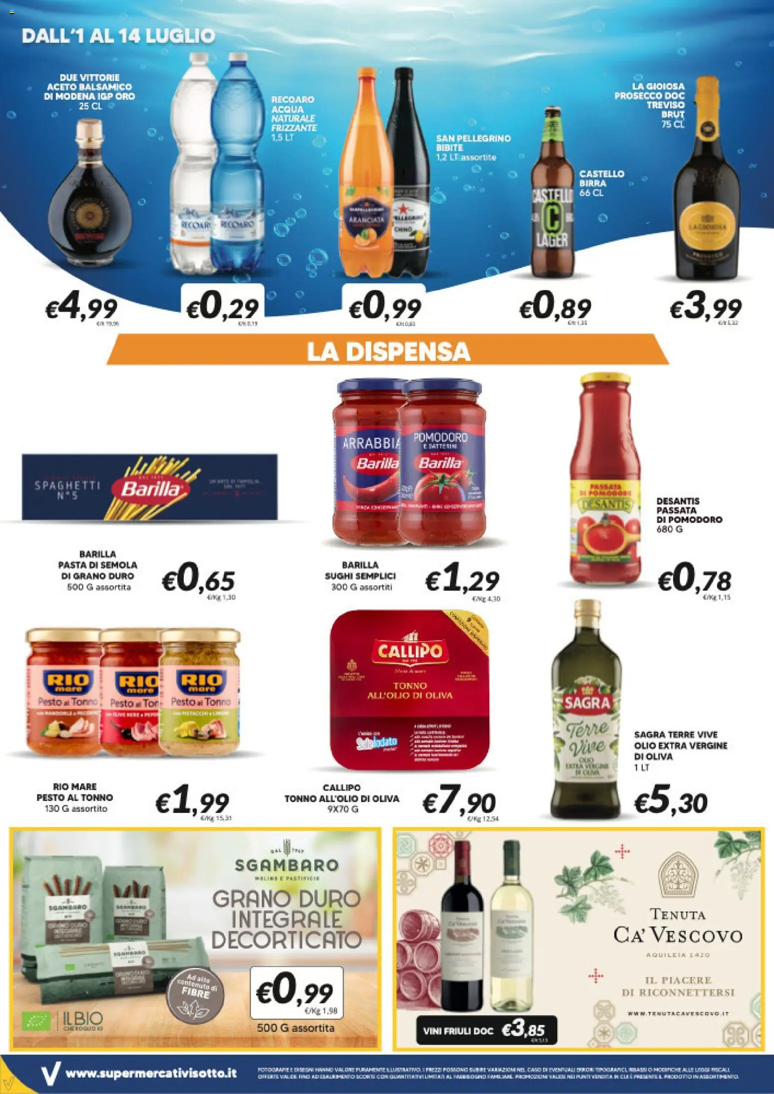 Volantino Visotto del 01/07/2026 | Pagina: 6 | Prodotti: Acqua, Pesto, Tonno, Aceto