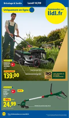 LIDL - Prévisualisation de PARKSIDE Tondeuse thermique, L'unité. valide à partir de 10/09/2026 | Page: 8 | Produits: Coupe-bordures, Bricolage, Tondeuse, Tondeuse thermique