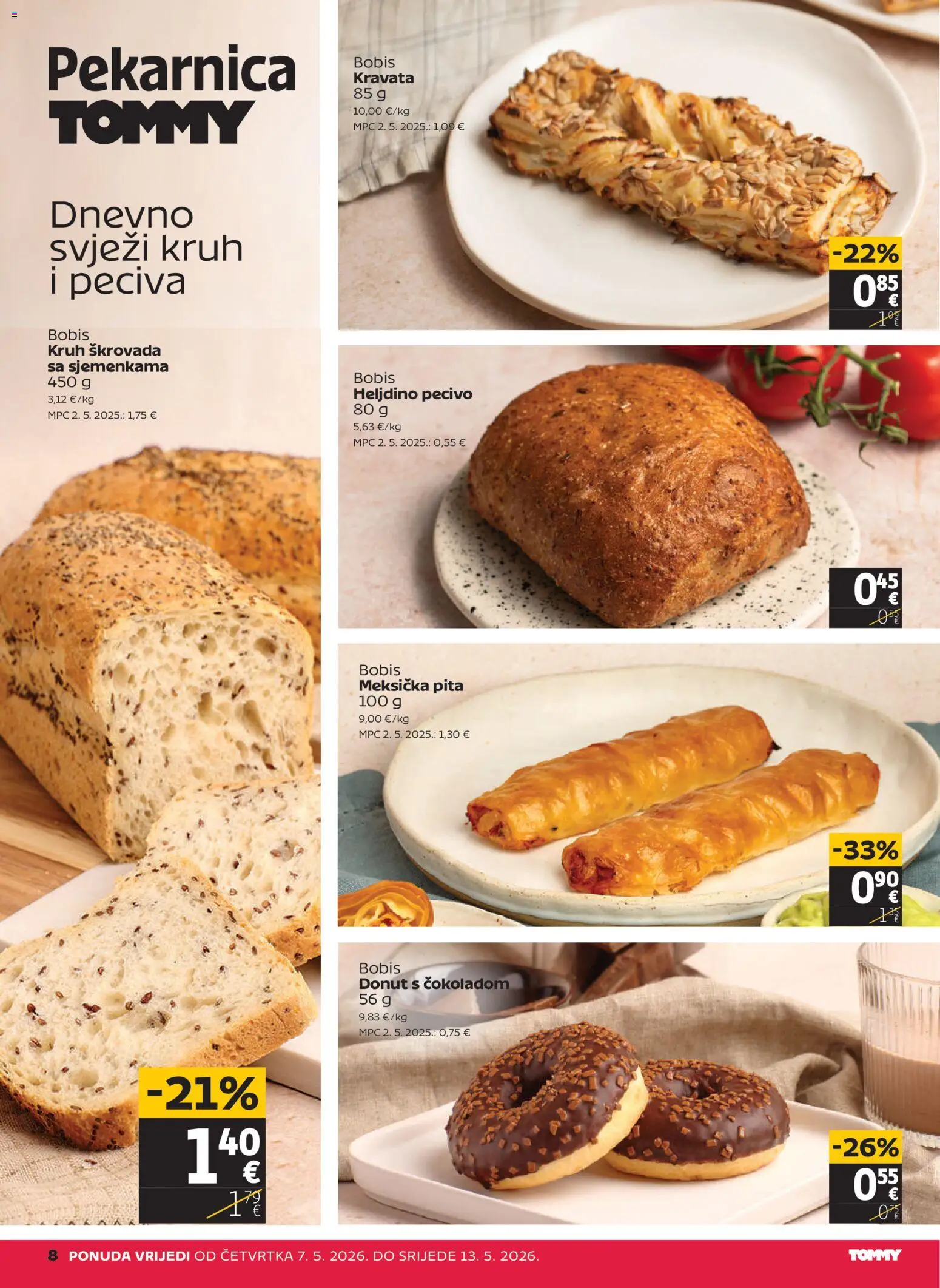 Tommy katalog | vrijedi od 07.05.2026 | Stranica: 8 | Proizvodi: Kruh, Pita, Pecivo