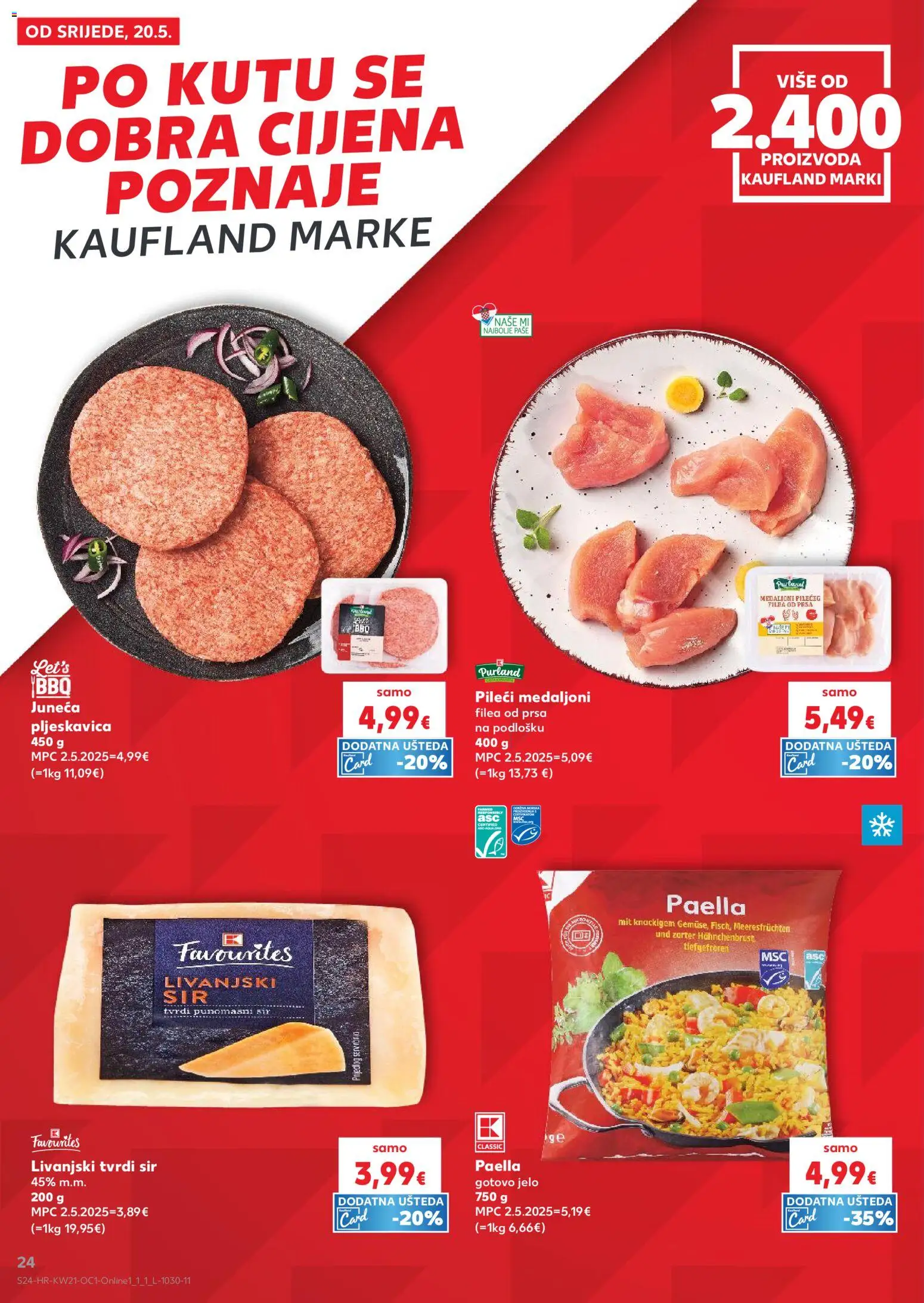 Kaufland katalog | vrijedi od 20.05.2026 | Stranica: 24 | Proizvodi: Pileći medaljoni, Sir, Tvrdi sir