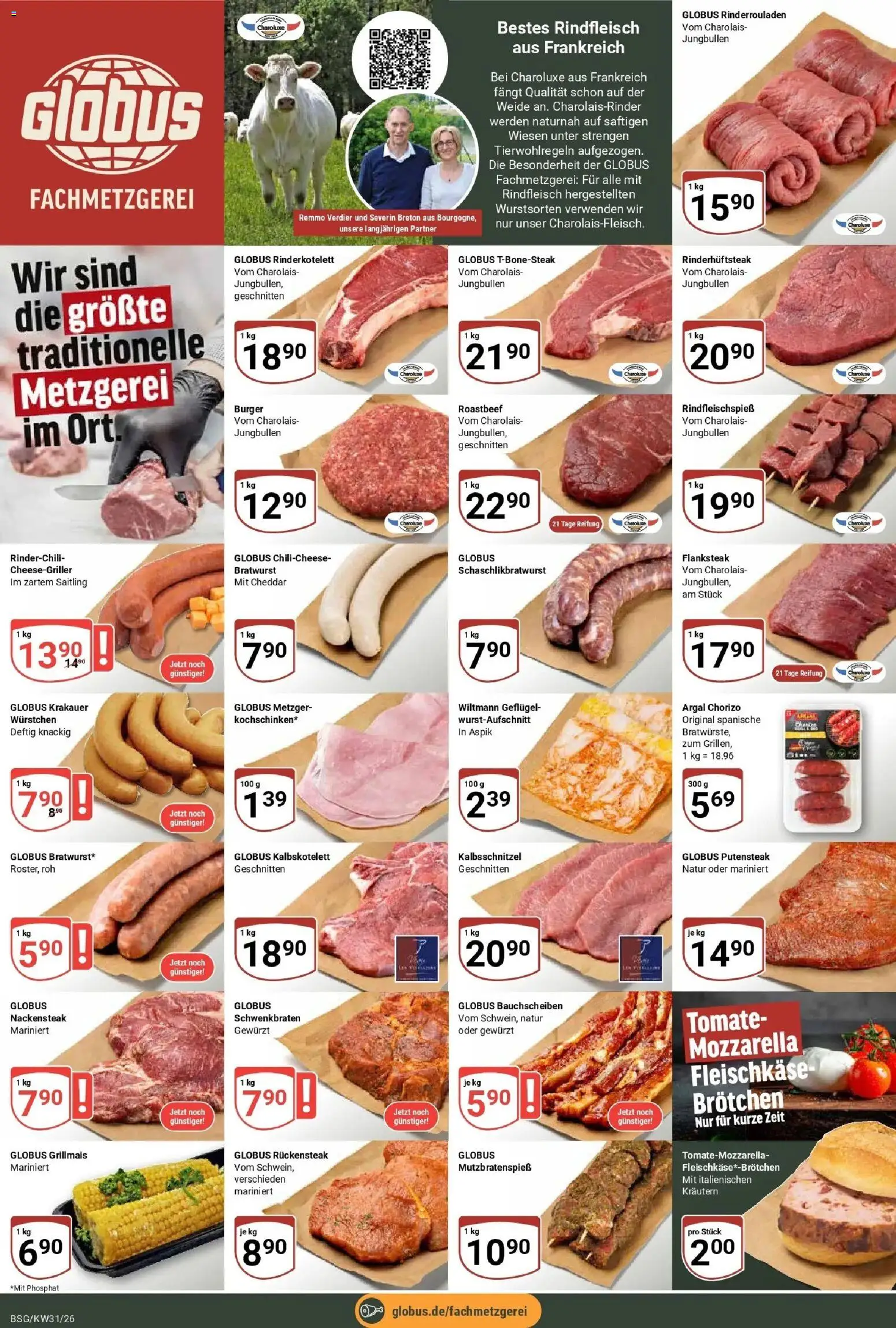 Globus Prospekt Braunschweig – gültig ab 27.07.2026 | Seite: 8 | Produkte: Mozzarella, Burger, Roastbeef, Rindfleisch