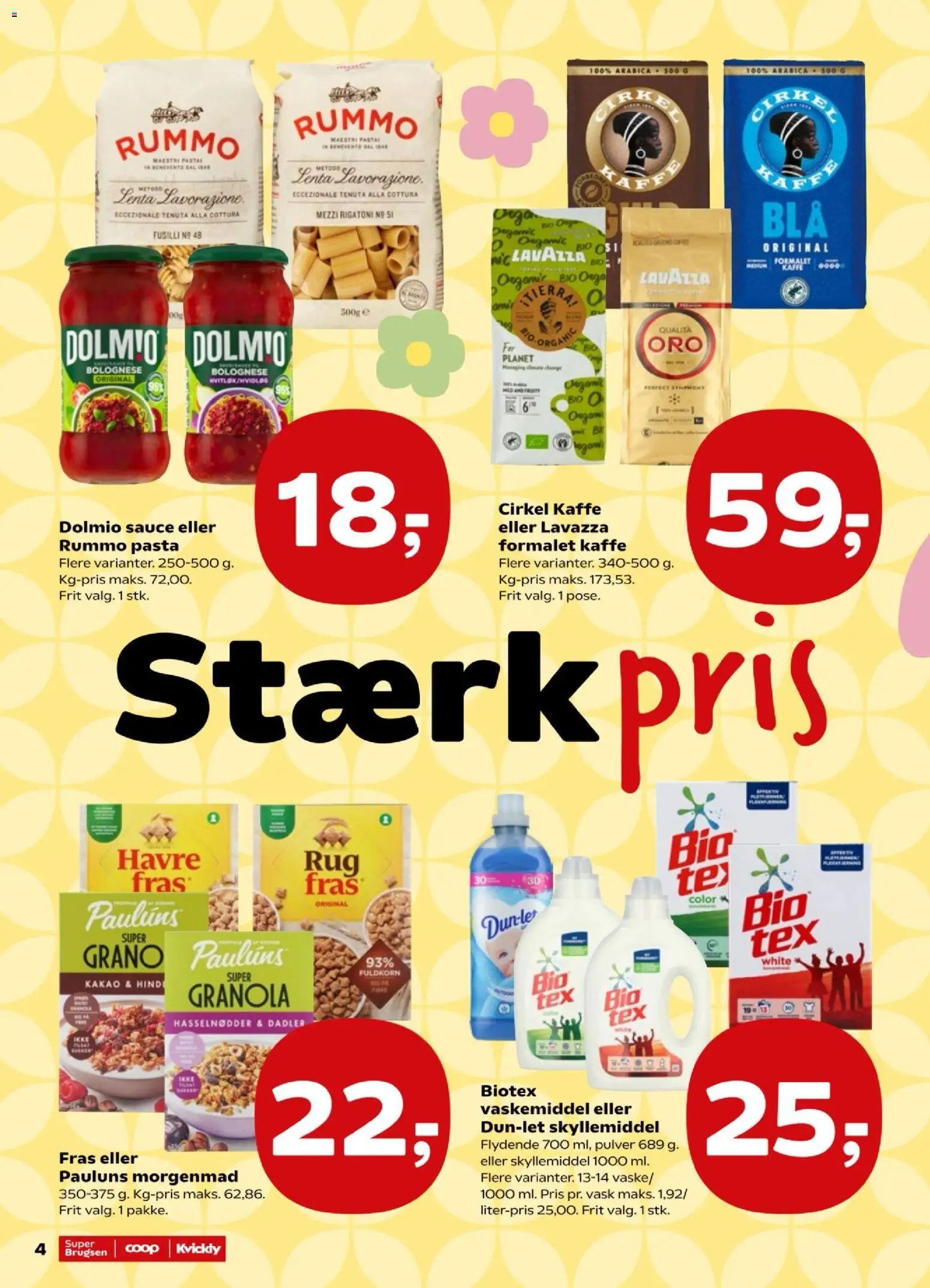 Kvickly tilbudsavis – gyldig fra 02/07/2026 | Side: 4 | Produkter: Kaffe, Pasta, Kakao, Dadler