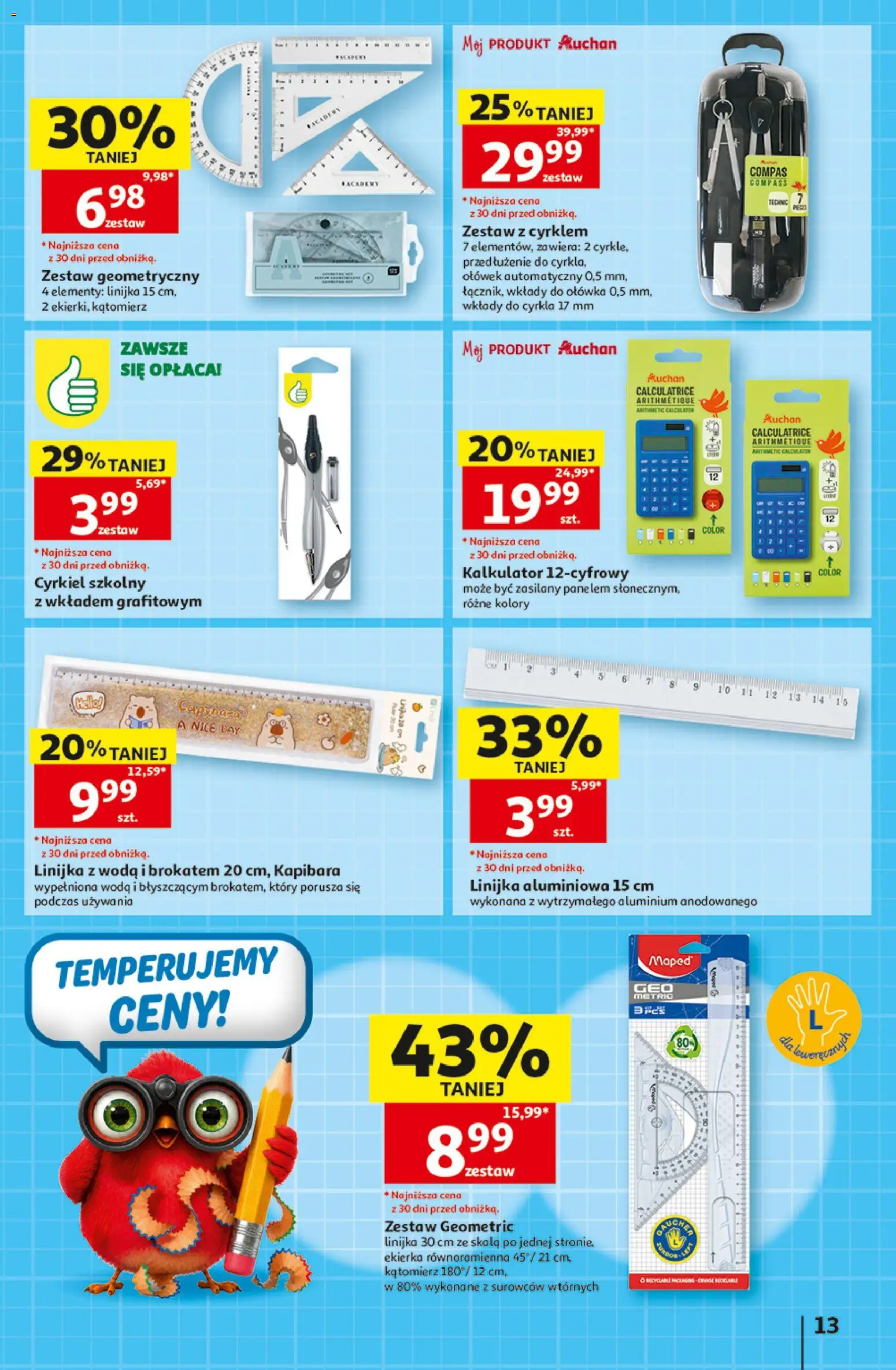 Auchan gazetka - 30 Lat Hipermarket od 20.08.2026 | Strona: 13 | Produkty: Kalkulator, Woda