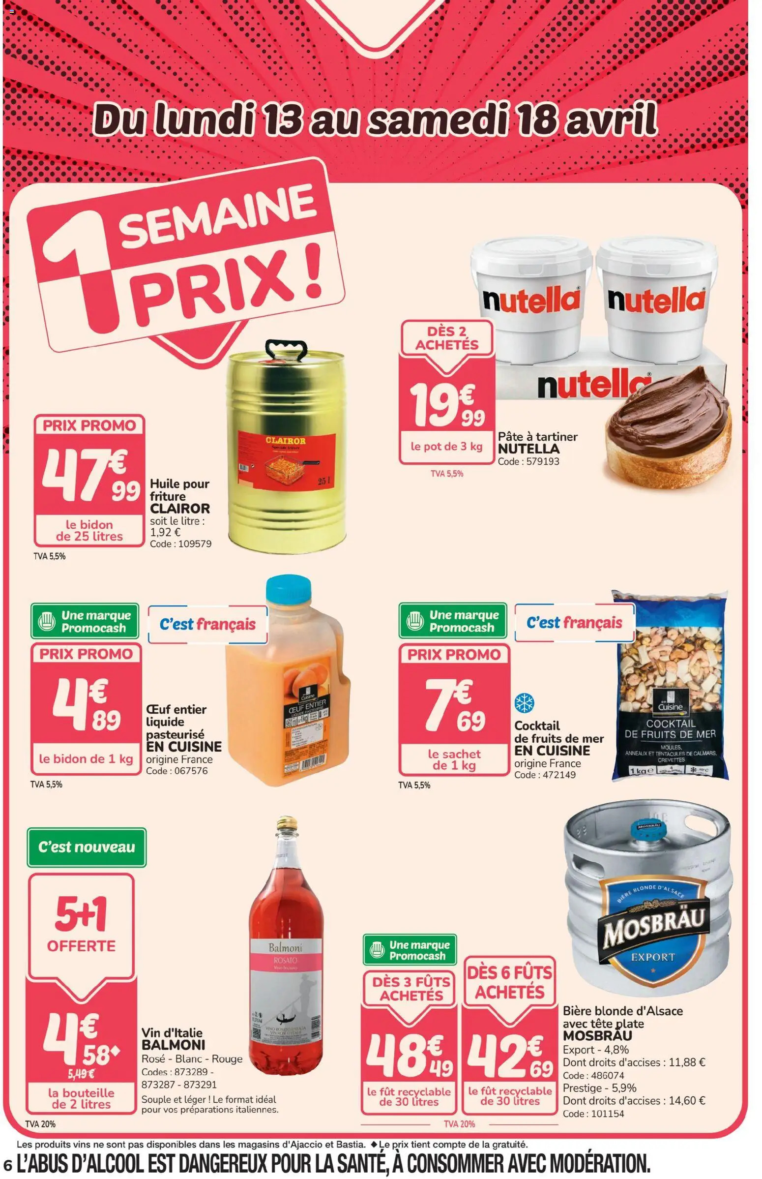 {H1} | Page: 6 | Produits: Fruits de mer, Bière blonde, Crevettes, Vin