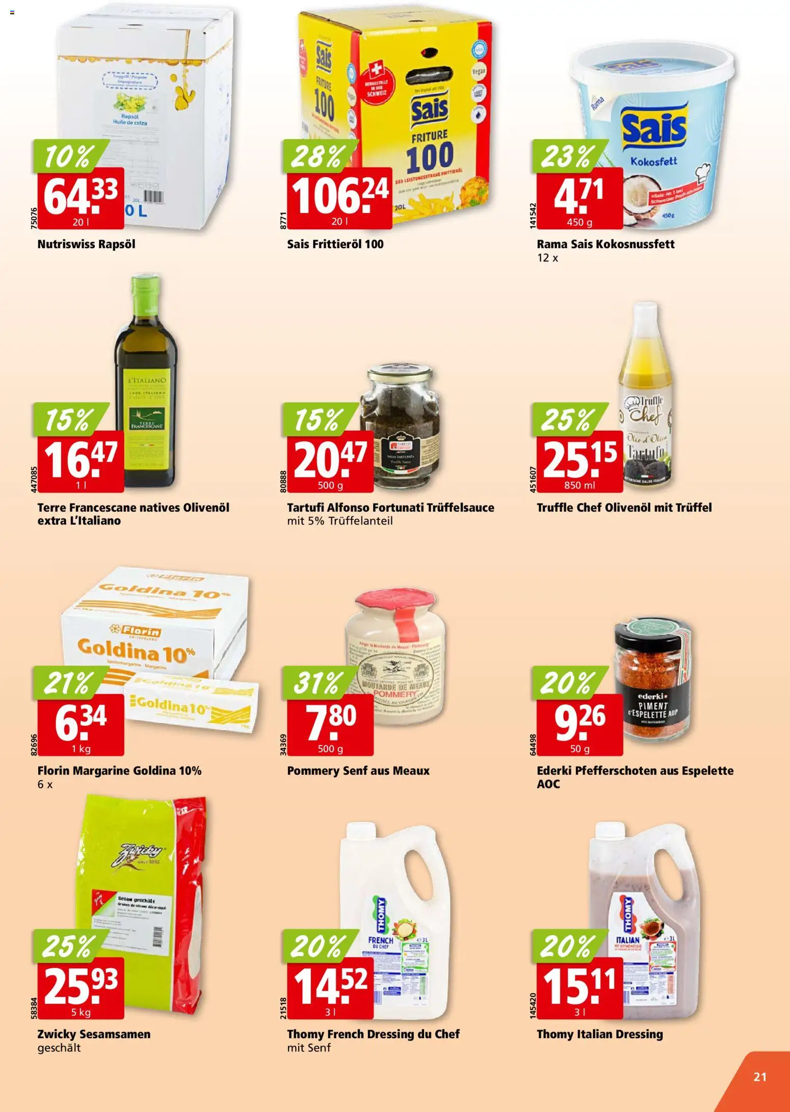 Aligro aktionen Chavannes, Matran, Genf, Sitten – gültig ab 05.10.2026 | Seite: 21 | Produkte: Rapsöl, Dressing