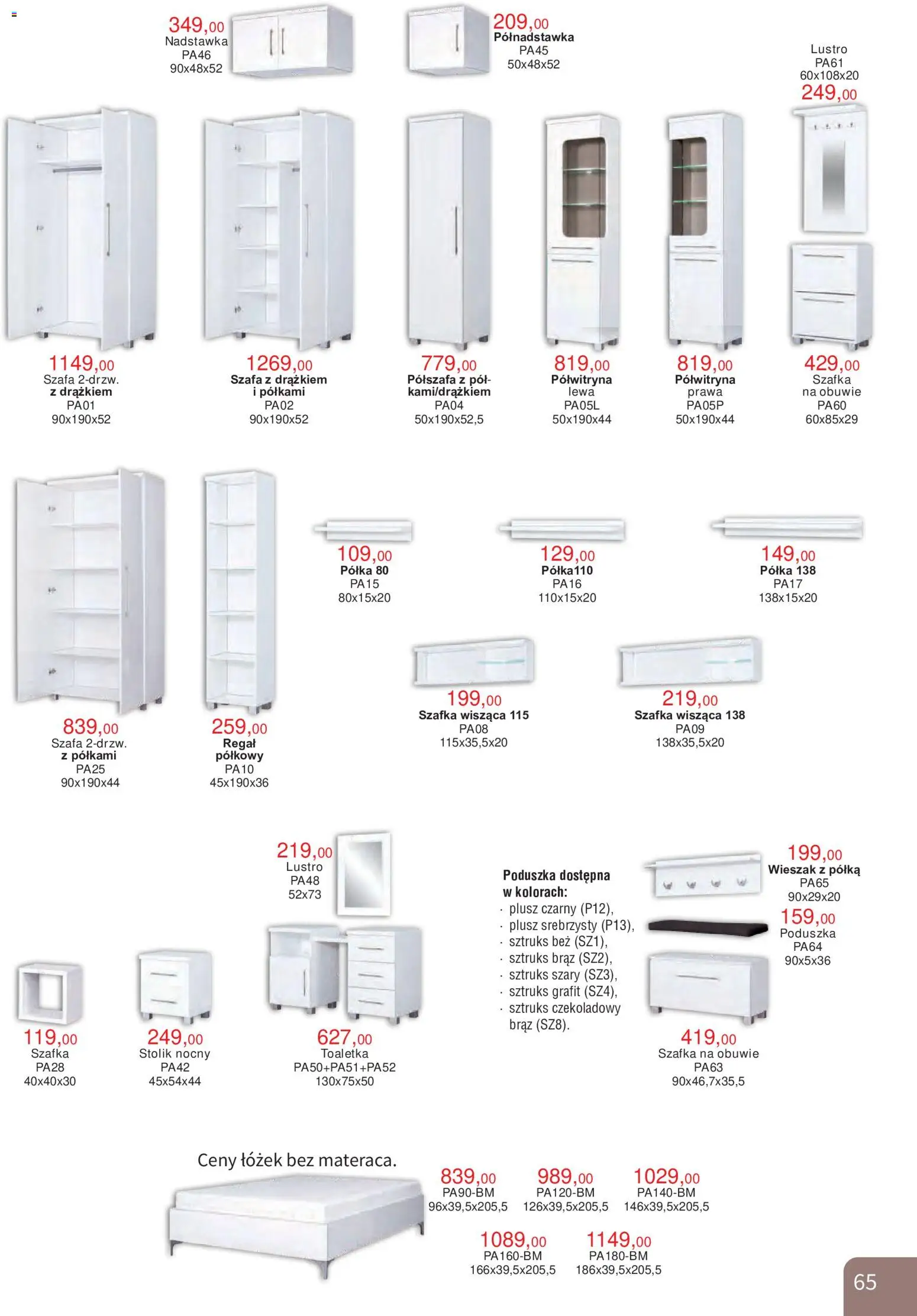 Bodzio Katalog od 01.10.2026 | Strona: 65 | Produkty: Lustro, Wieszak, Regał, Toaletka