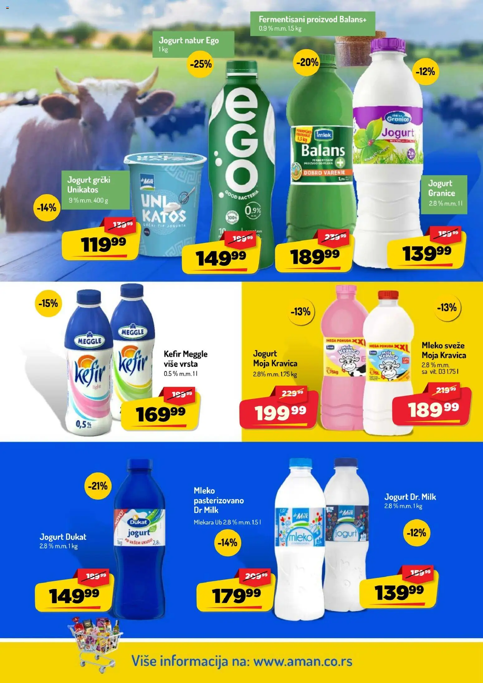 Aman katalog - važi od 31.08.2026 | Strana: 12 | Proizvode: Kefir, Moja kravica, Mleko, Jogurt