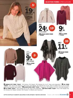 E.Leclerc - Prévisualisation de E.Leclerc Spécial Maille valide à partir de 13/10/2026 | Page: 7 | Produits: Cardigan, Poncho femme, Pull, Blouson