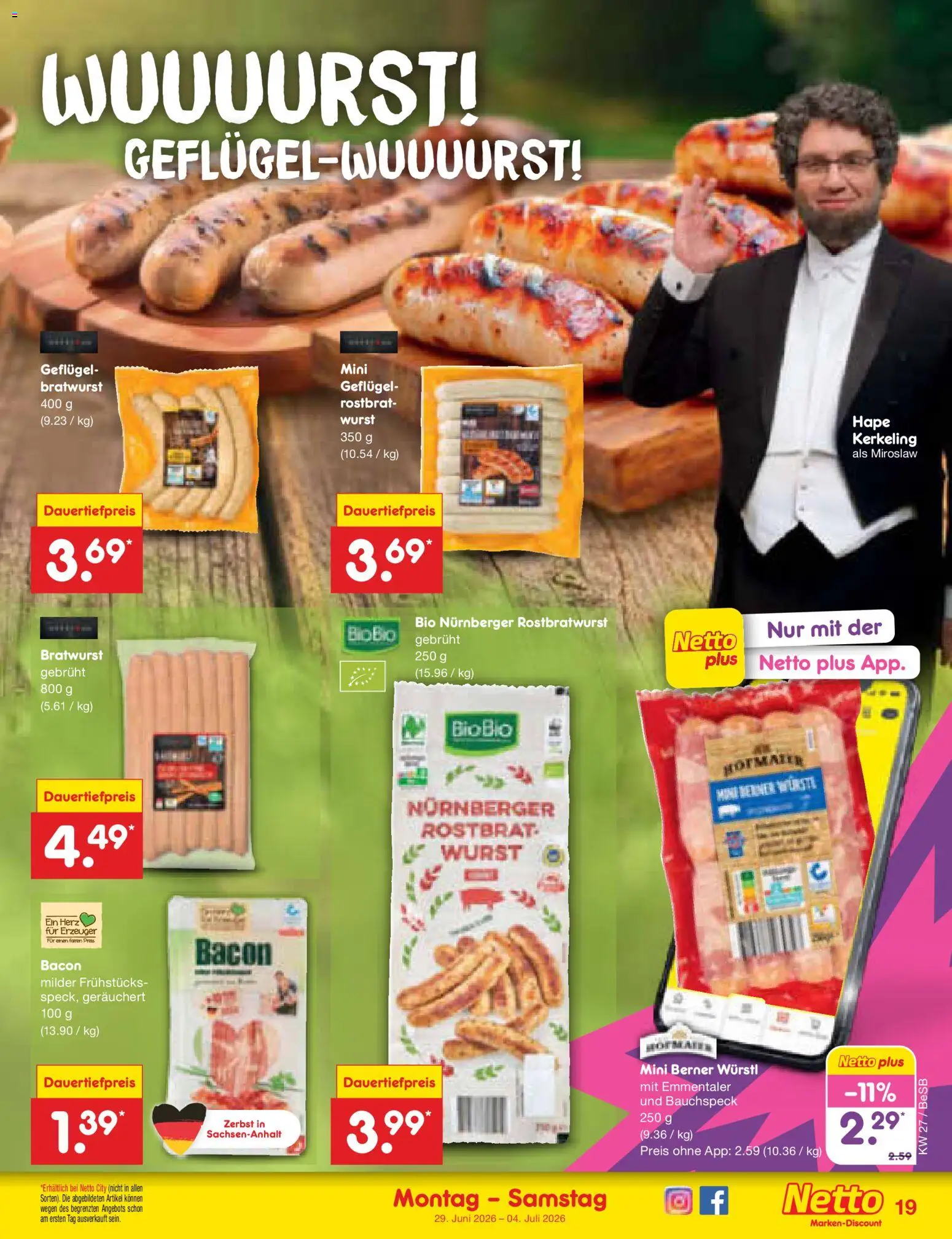 Netto Marken-Discount Prospekt – gültig ab 29.06.2026 | Seite: 27 | Produkte: Würstl, Bratwurst, Wurst