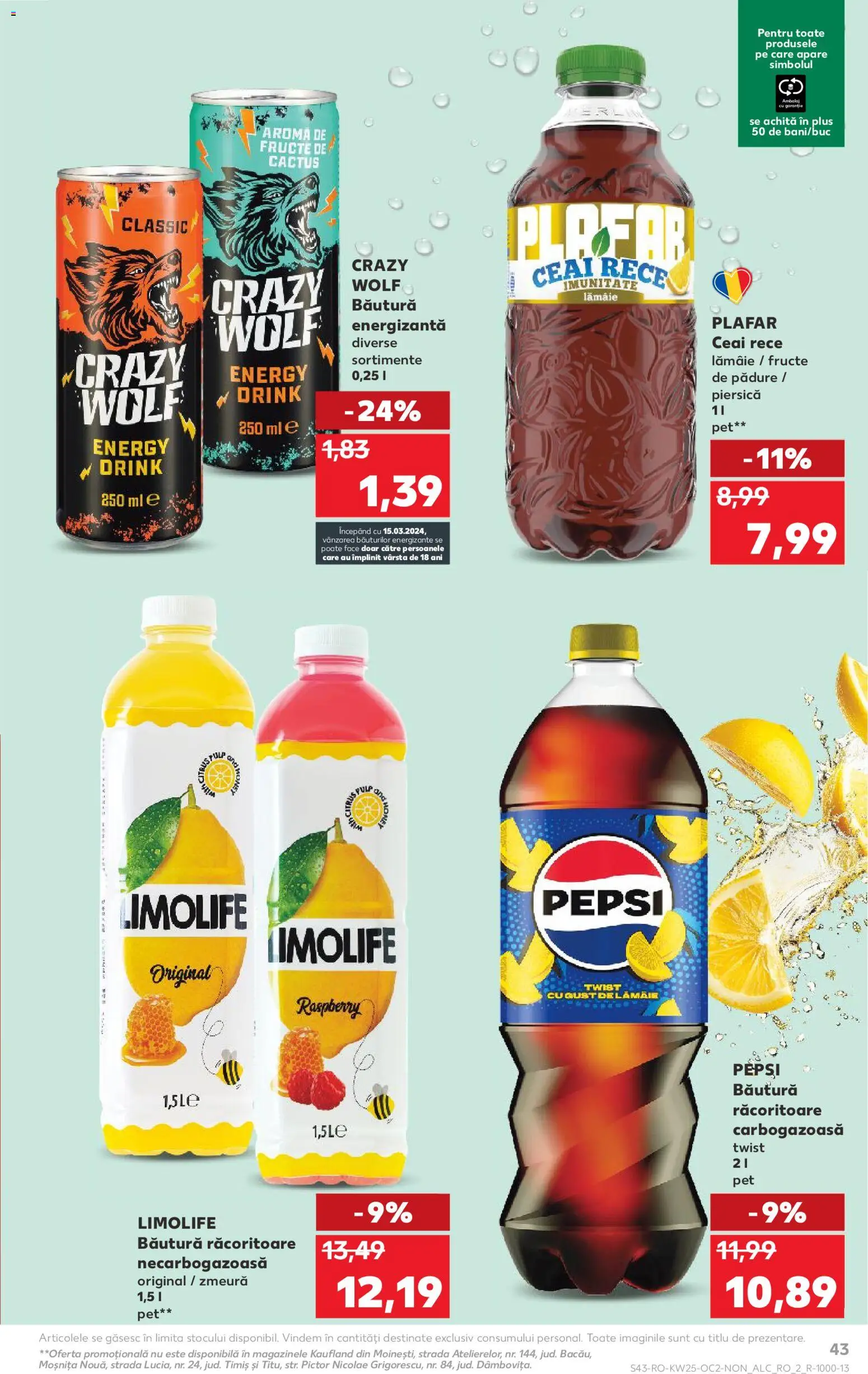 Noul catalog Kaufland – valabil de la 17.06.2026 | Pagină: 43 | Produse: Piersică, Zmeură, Ceai, Fructe