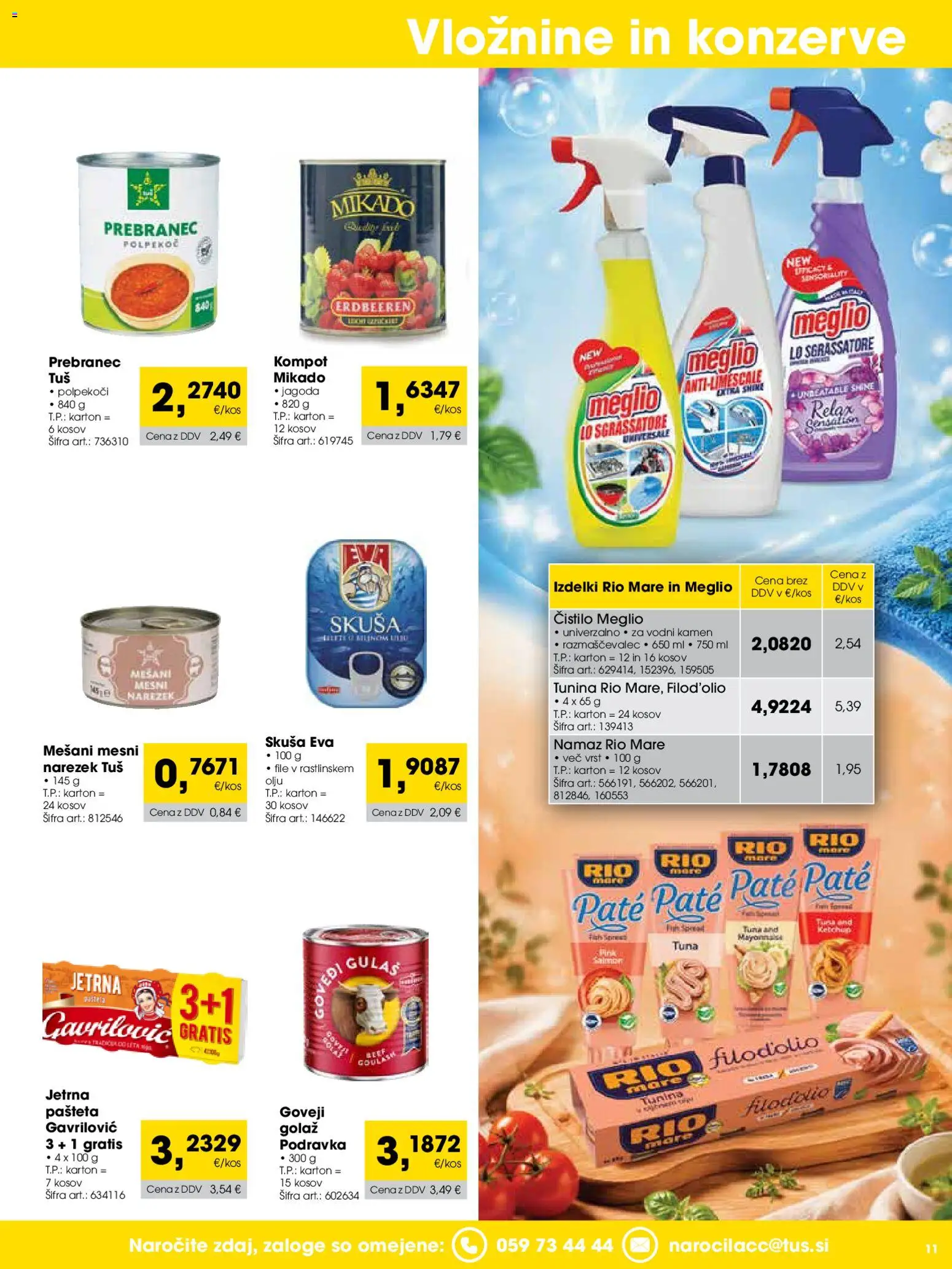 Novi Tuš katalog ponudbe – veljaven od 01.06.2026 | Stran: 11 | Izdelki: Tuna, Pašteta, Narezek, Namaz