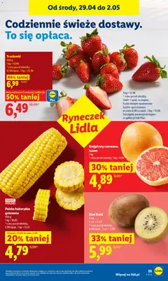 Pogląd oferty "Polska kukurydza gotowana, 450 g, 1 kg = 10,65, * cena przed obniżką: 5,99/opak., 1 kg = 13,32" - ważna od 29.04.2026 | Strona: 55