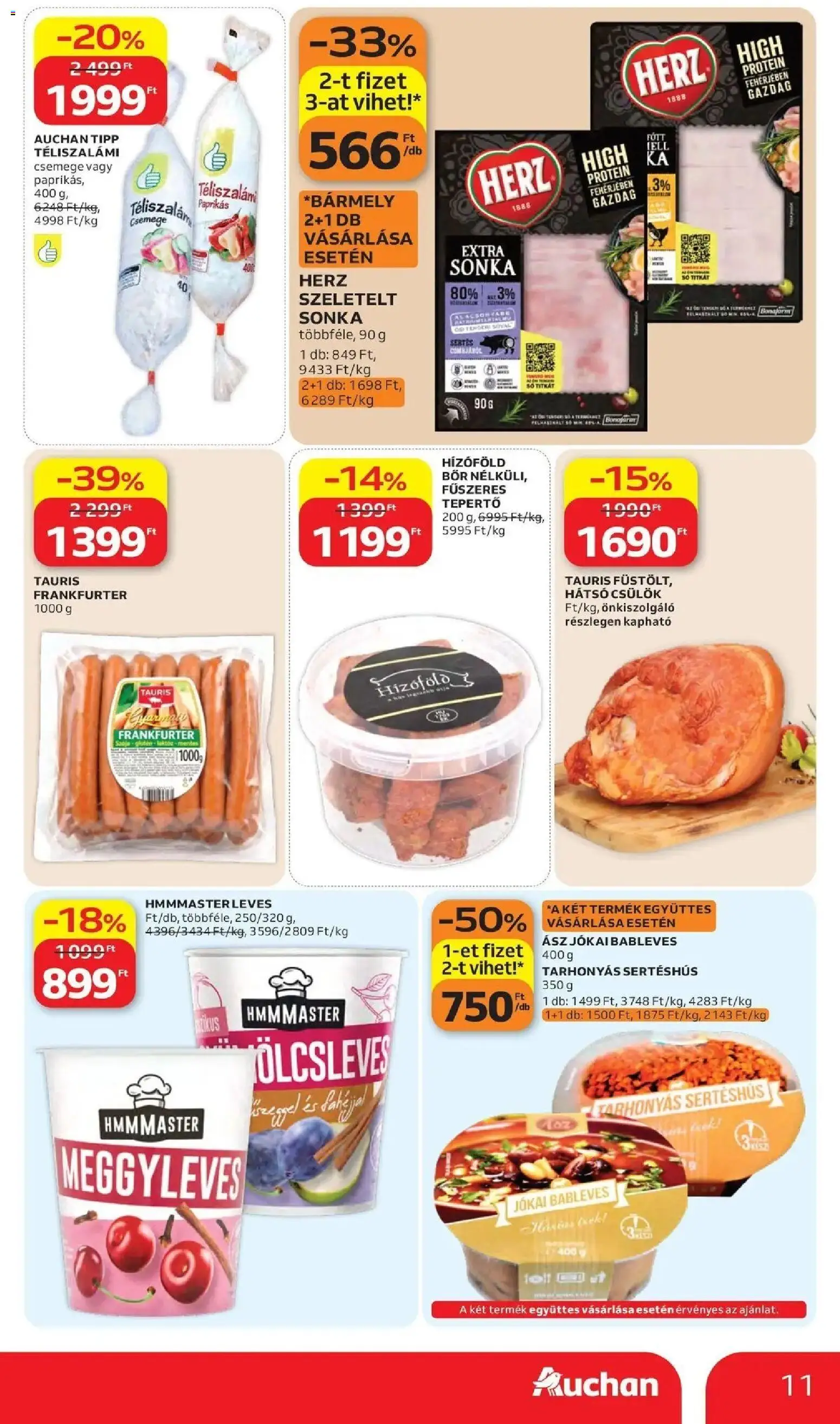 Auchan akciós ujság - amely érvényes a következő dátumtól: 28.05.2026 | Oldal: 11 | Termékek: Protein, Bor, Sertéshús, Téliszalámi