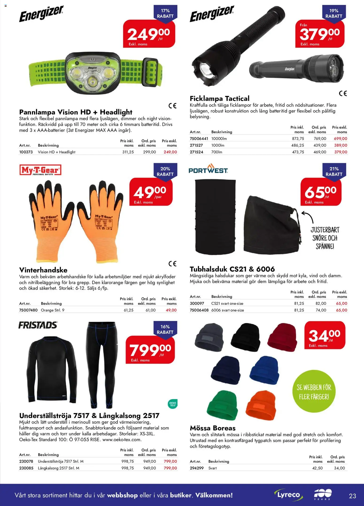 Lyreco reklamblad aktuell från 01/10/2026 | Sida: 23 | Produkter: Ficklampa, Mössa, Pannlampa, Dimmer
